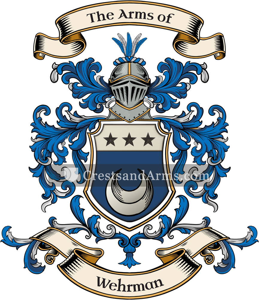 The Wehrman coat of arms, drawn from the recorded blazon
