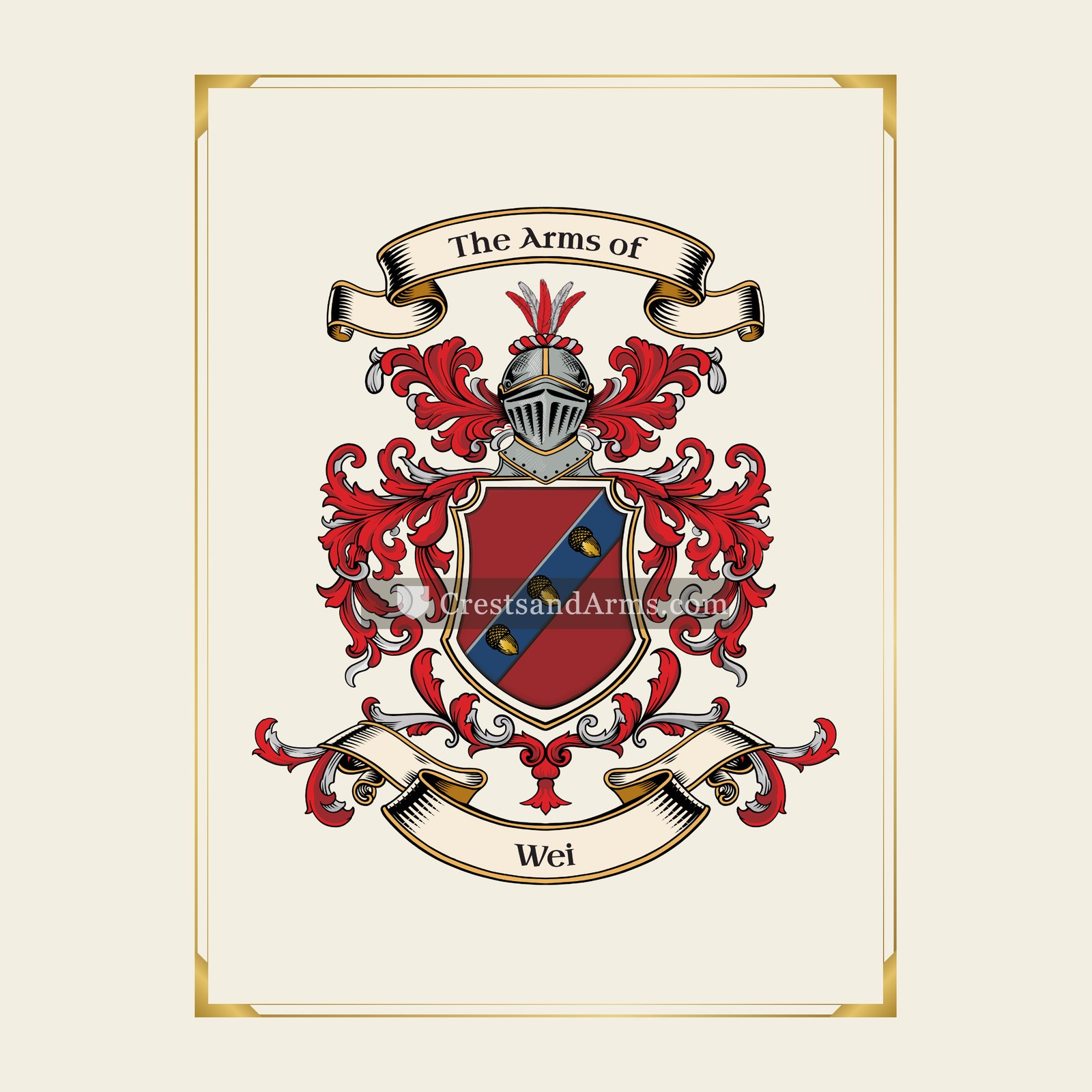 With gold border