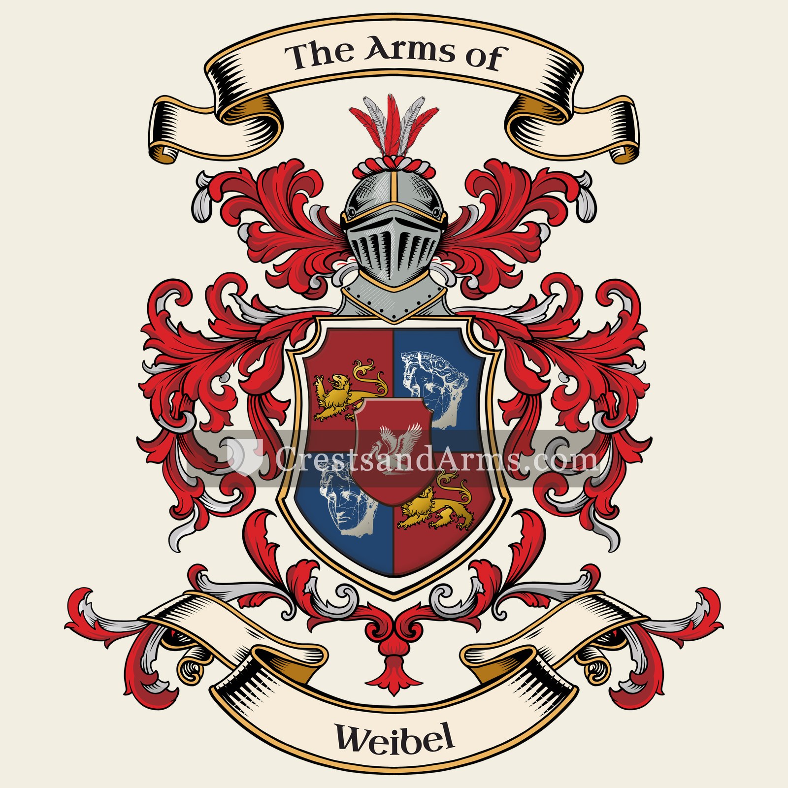 The Weibel coat of arms, drawn from the recorded blazon