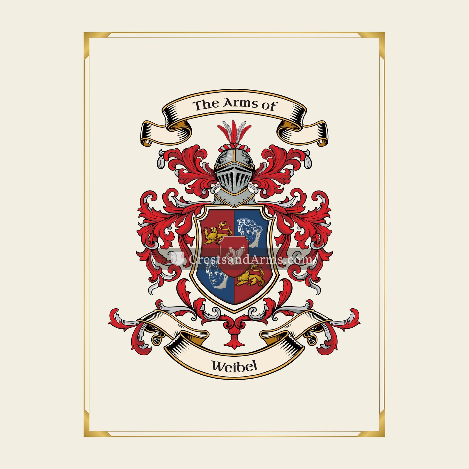 With gold border