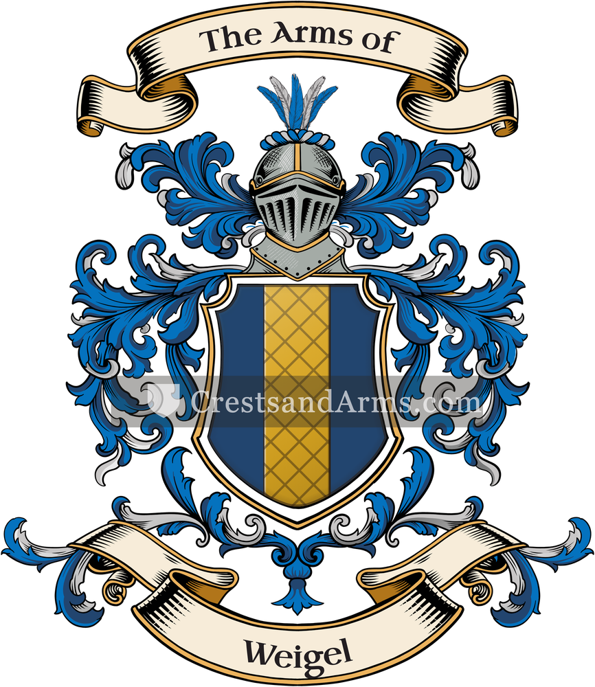 The Weigel coat of arms, drawn from the recorded blazon