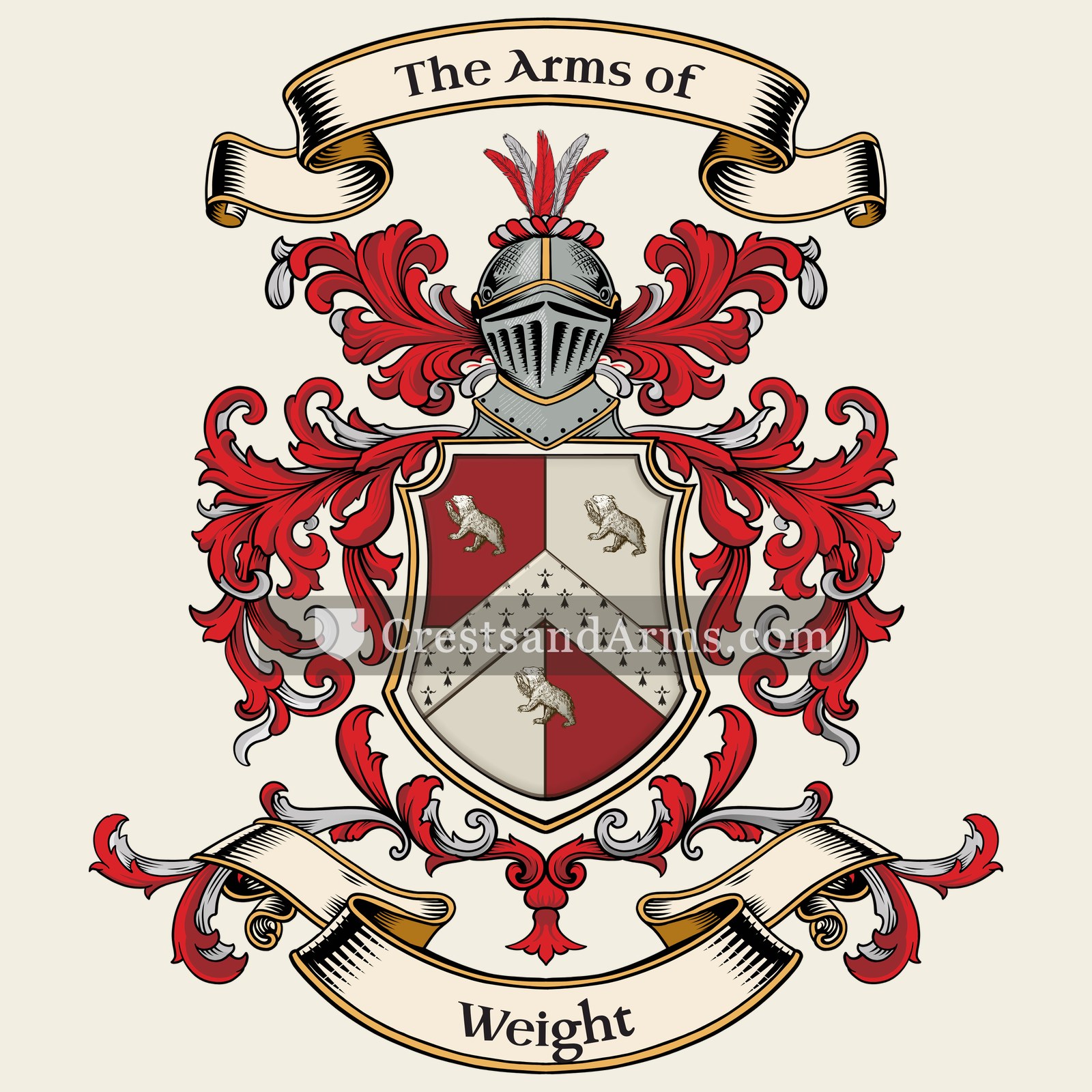 The Weight coat of arms, drawn from the recorded blazon