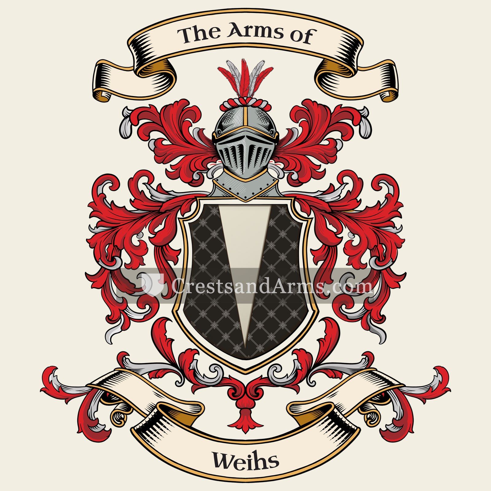 The Weihs coat of arms, drawn from the recorded blazon