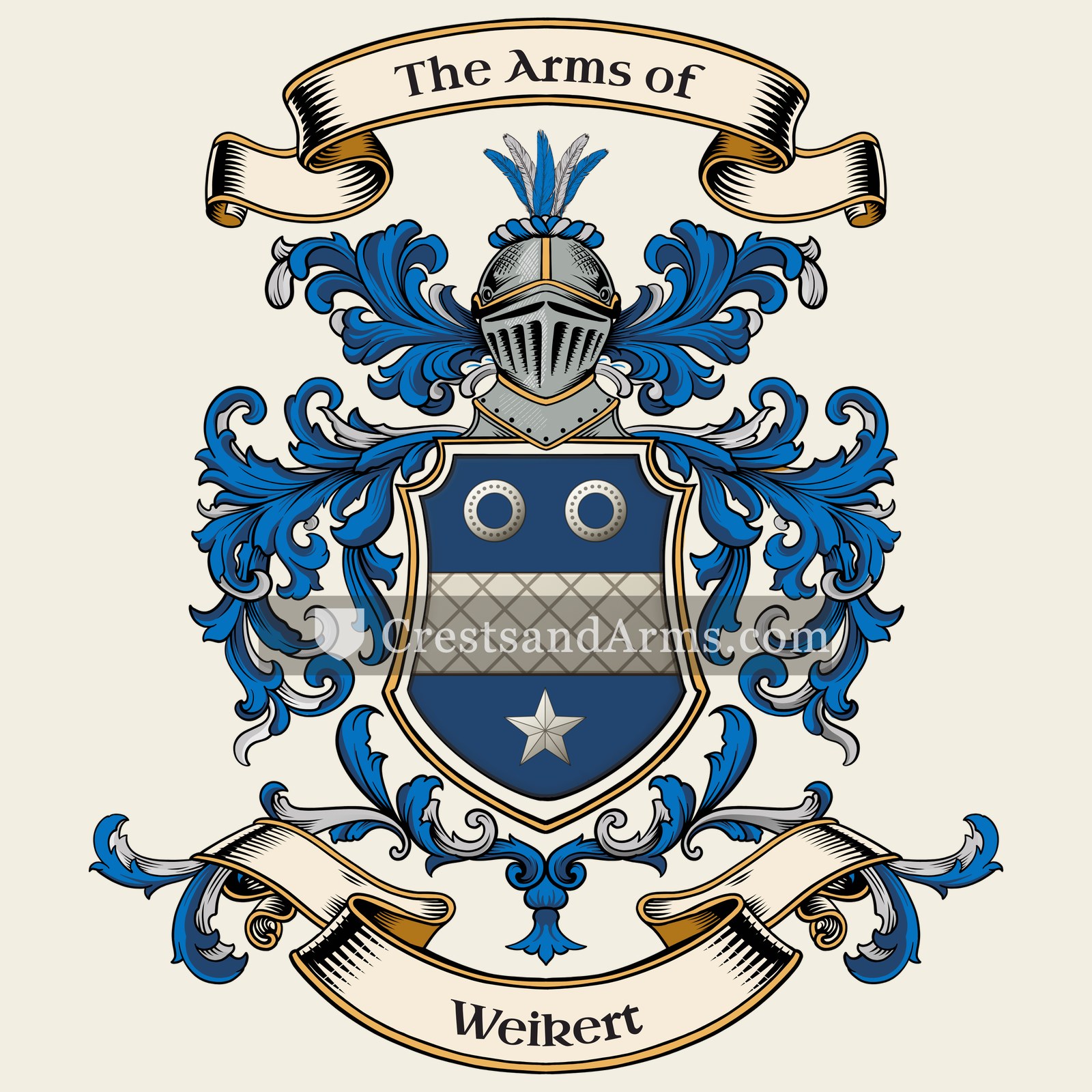 The Weikert coat of arms, drawn from the recorded blazon
