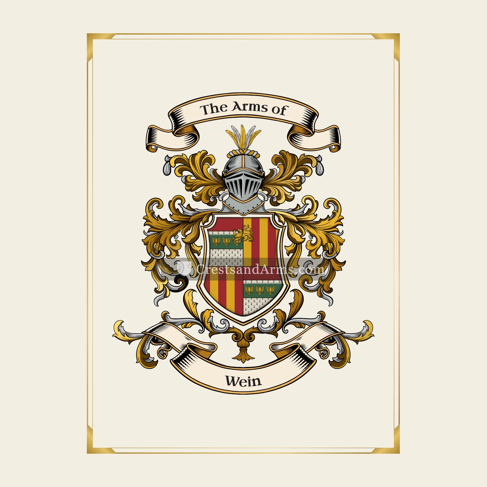 With gold border
