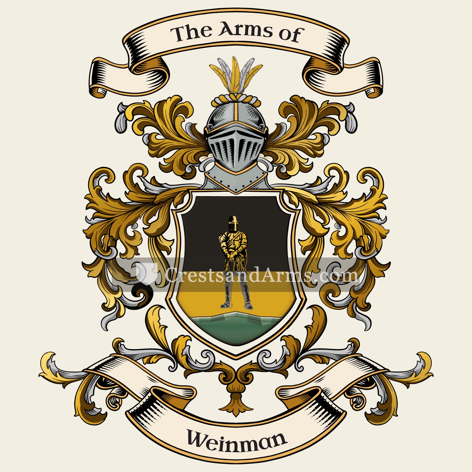 The Weinman coat of arms, drawn from the recorded blazon