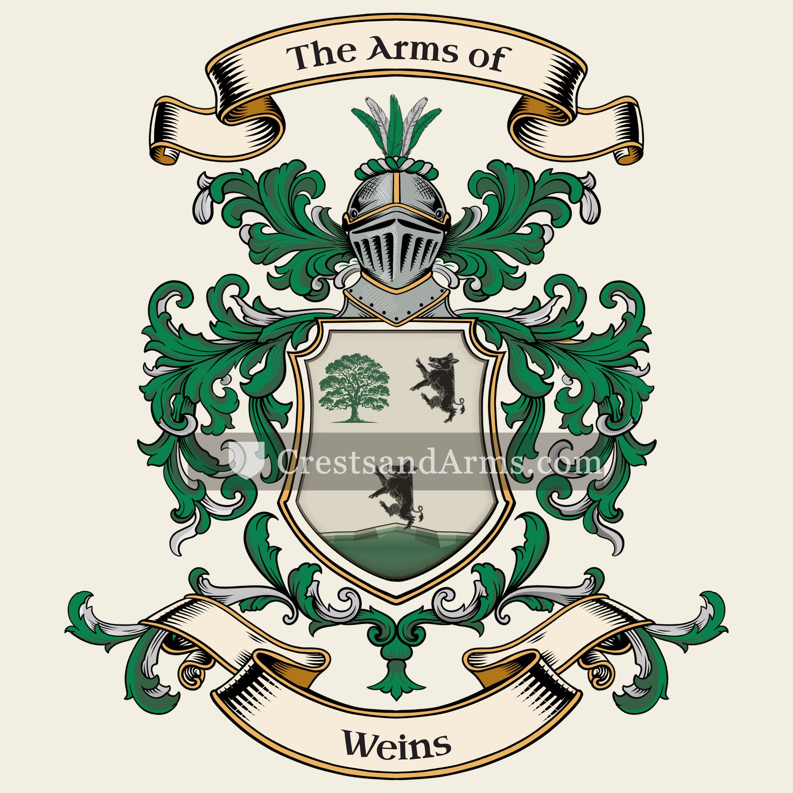 The Weins coat of arms, drawn from the recorded blazon