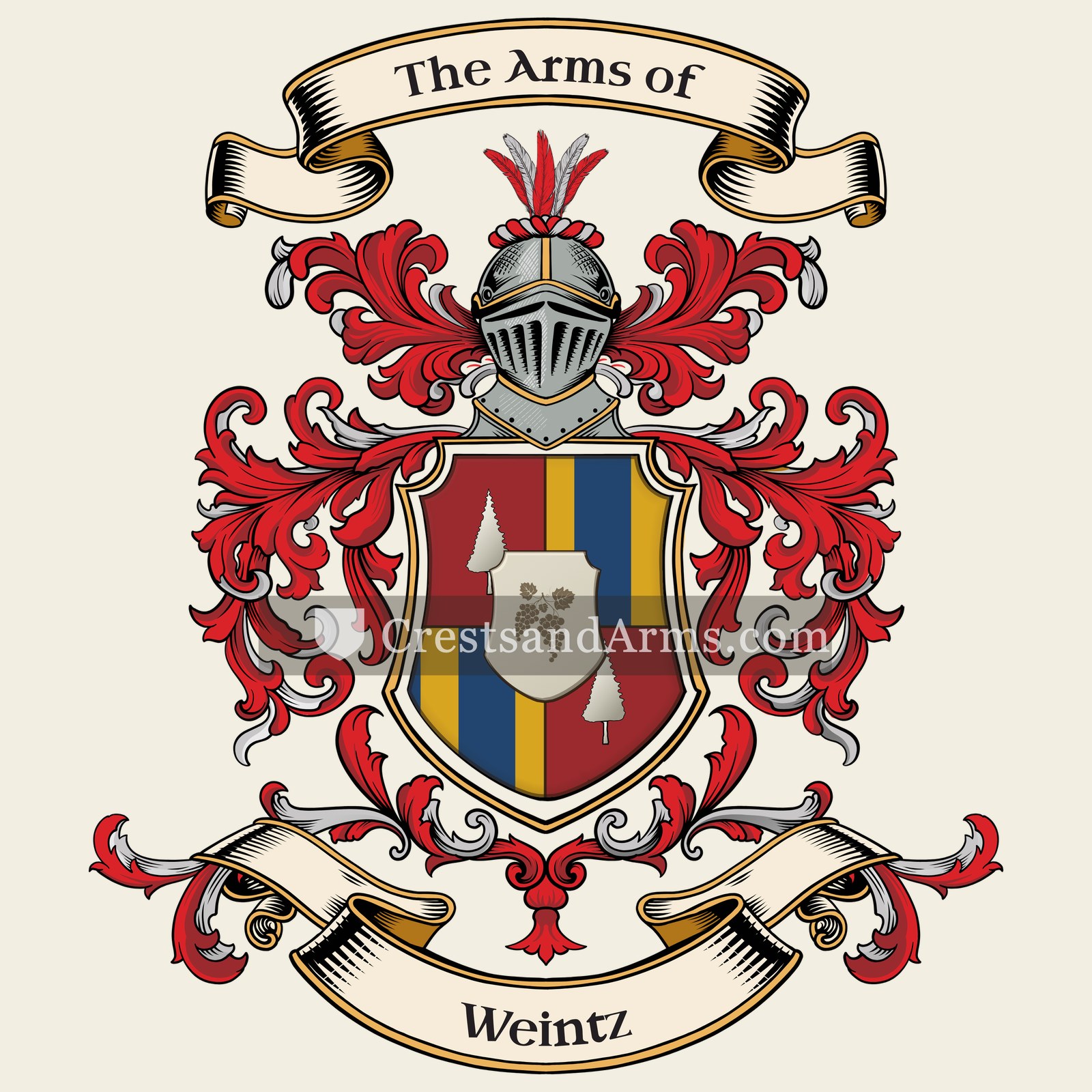 The Weintz coat of arms, drawn from the recorded blazon