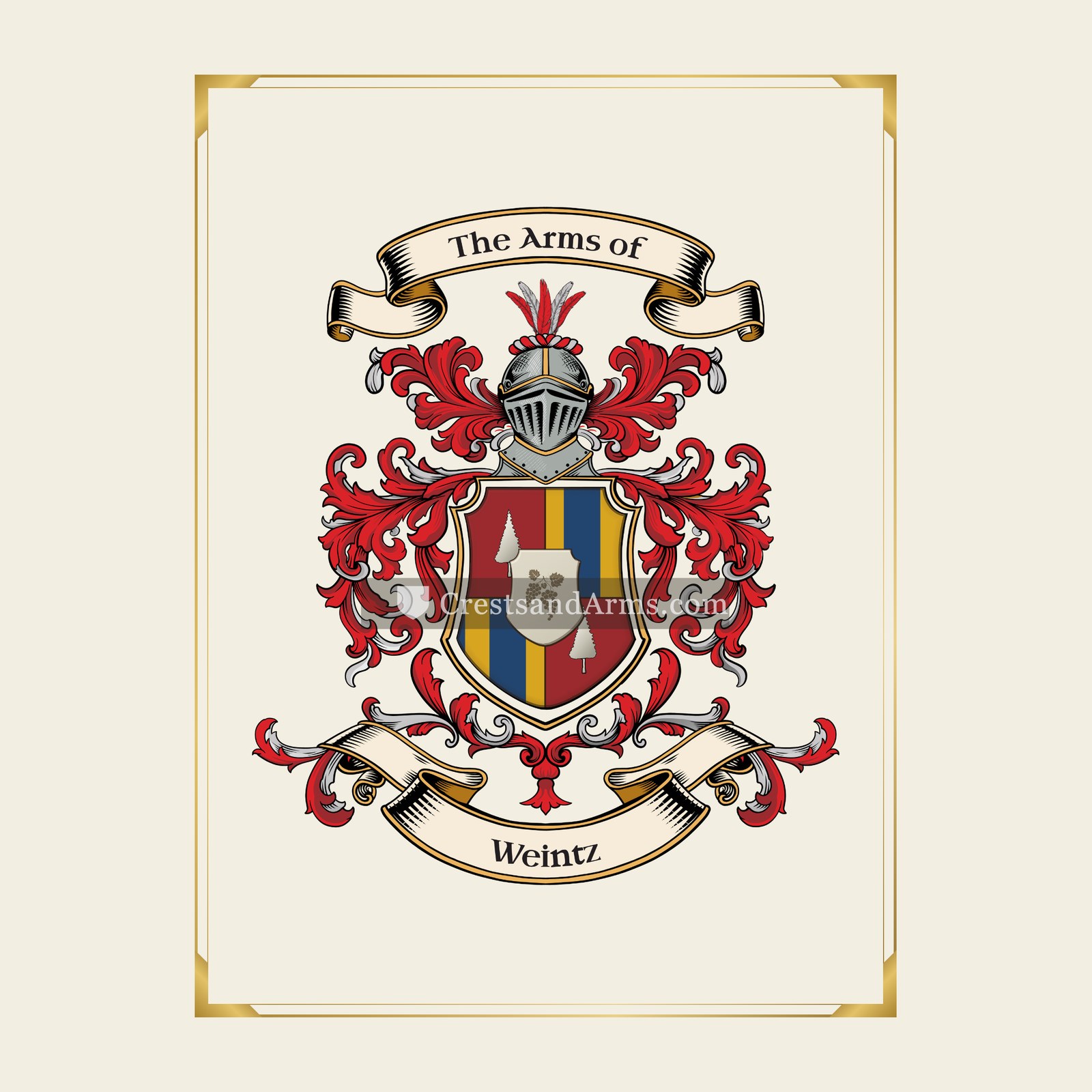 With gold border