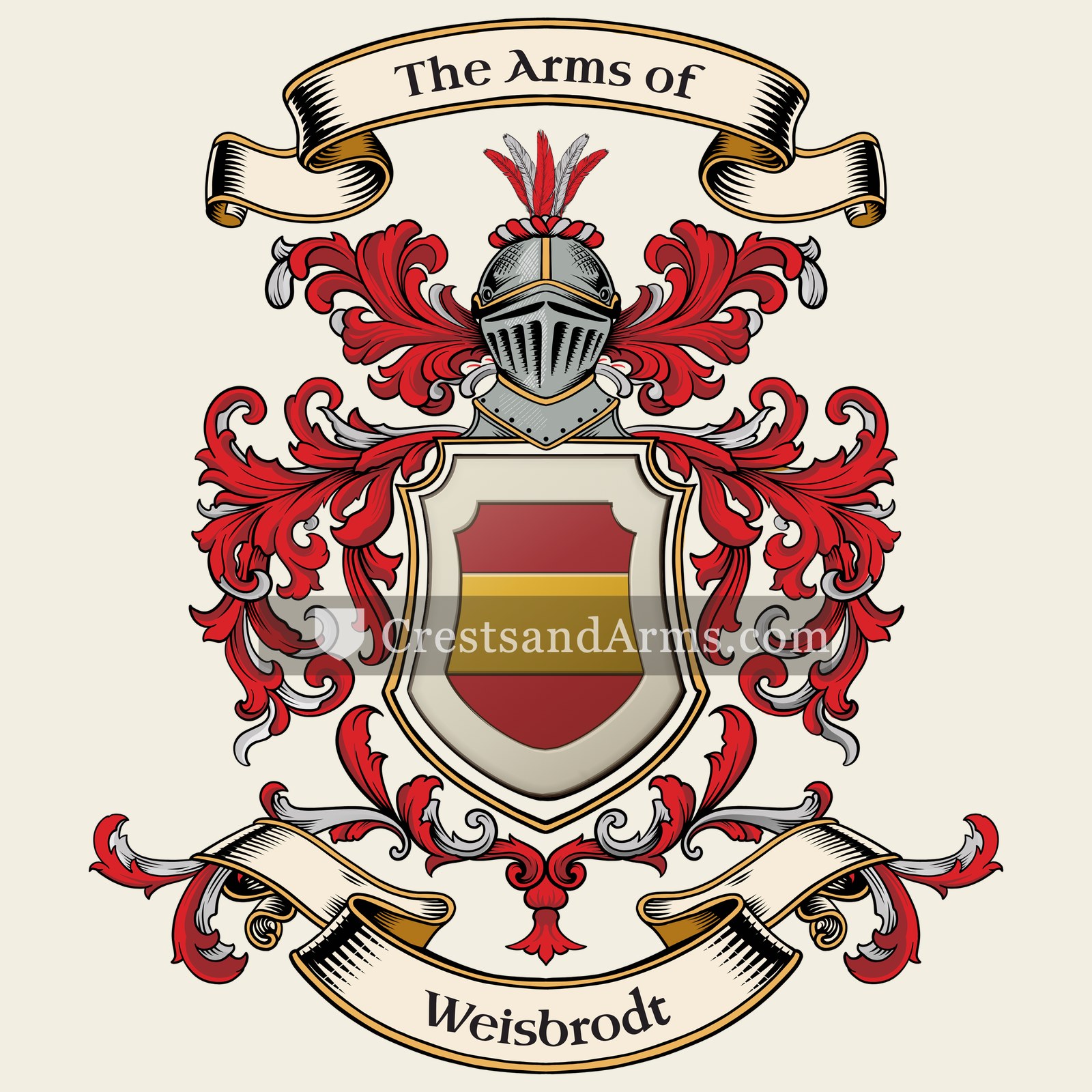 The Weisbrodt coat of arms, drawn from the recorded blazon