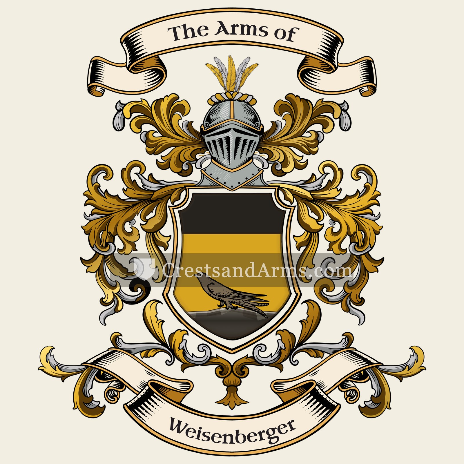 The Weisenberger coat of arms, drawn from the recorded blazon