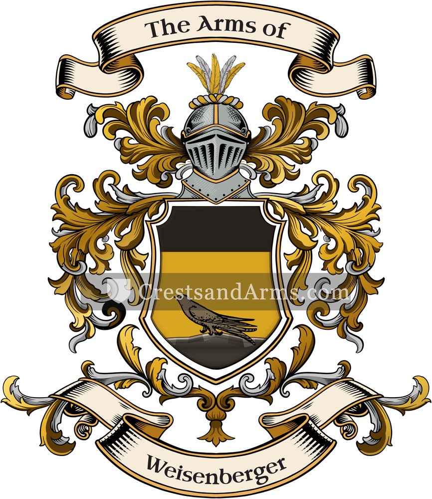 The Weisenberger coat of arms, drawn from the recorded blazon