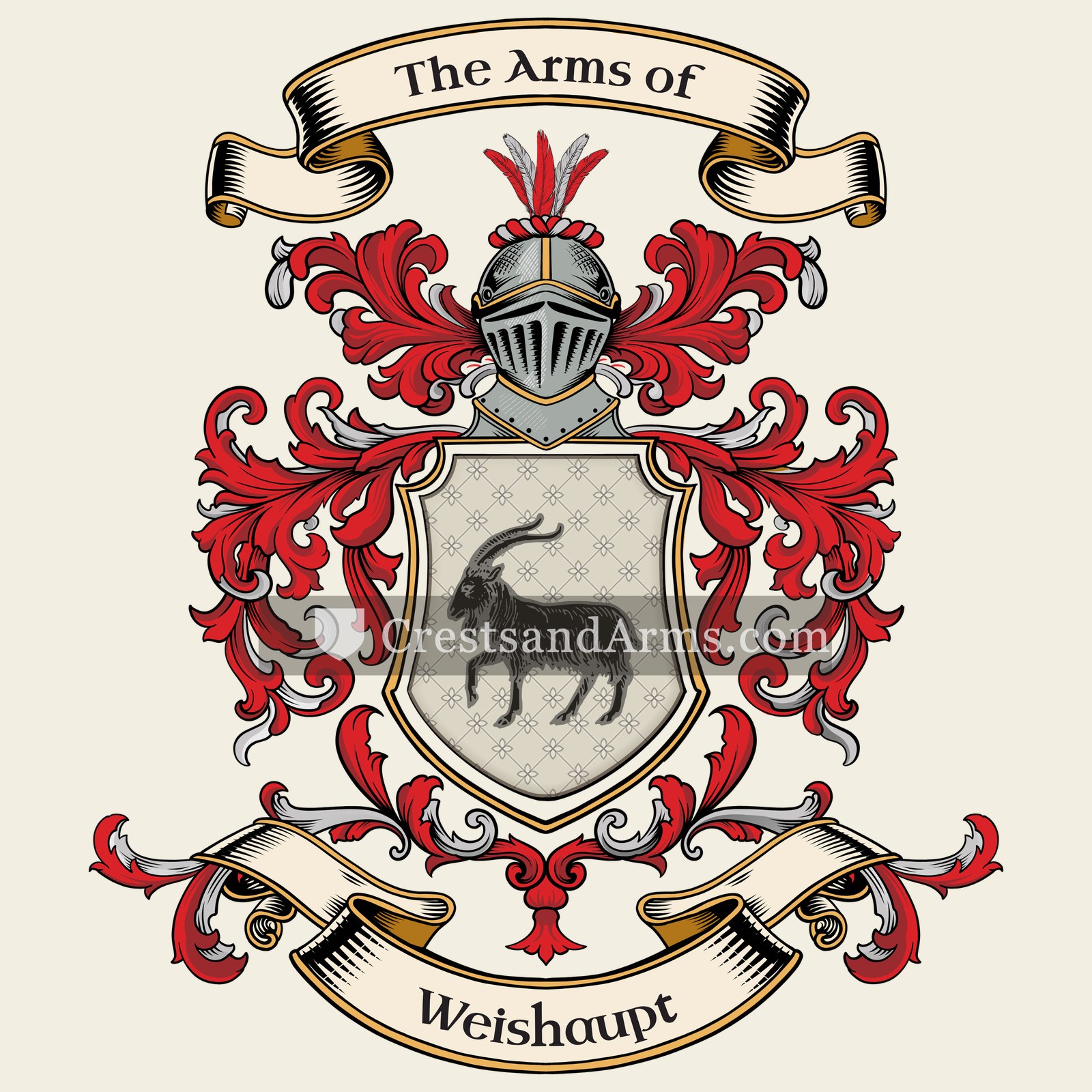 The Weishaupt coat of arms, drawn from the recorded blazon