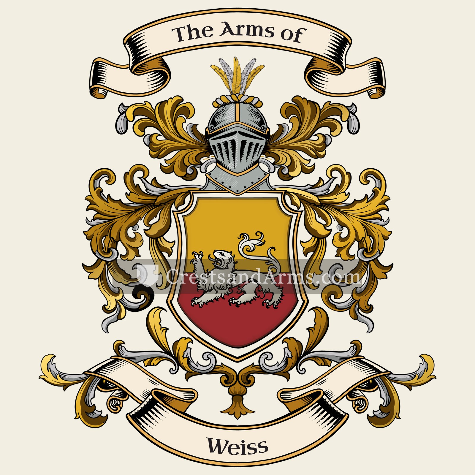 The Weiss coat of arms, drawn from the recorded blazon