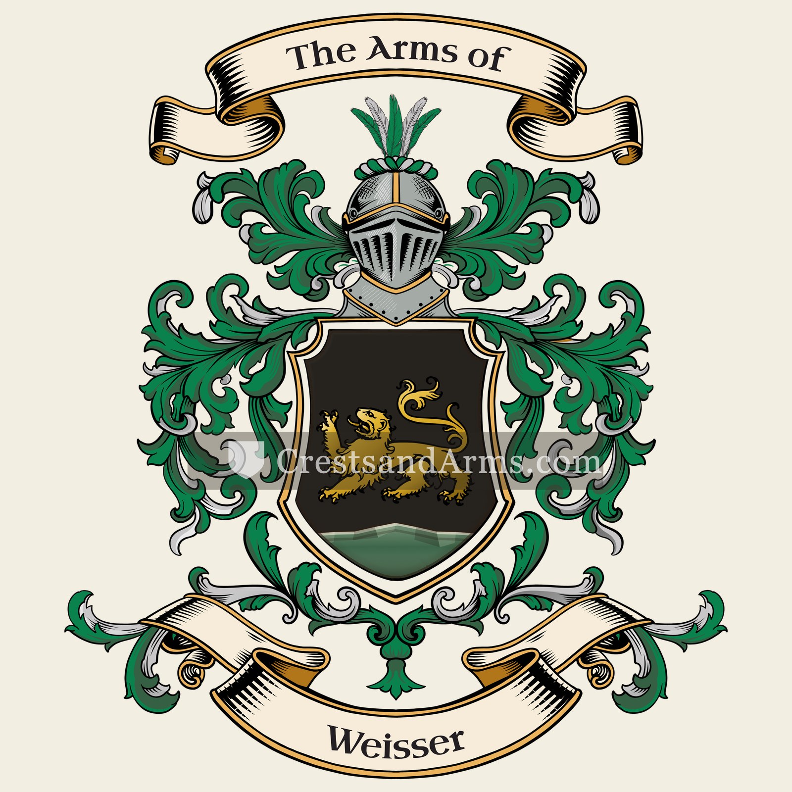 The Weisser coat of arms, drawn from the recorded blazon