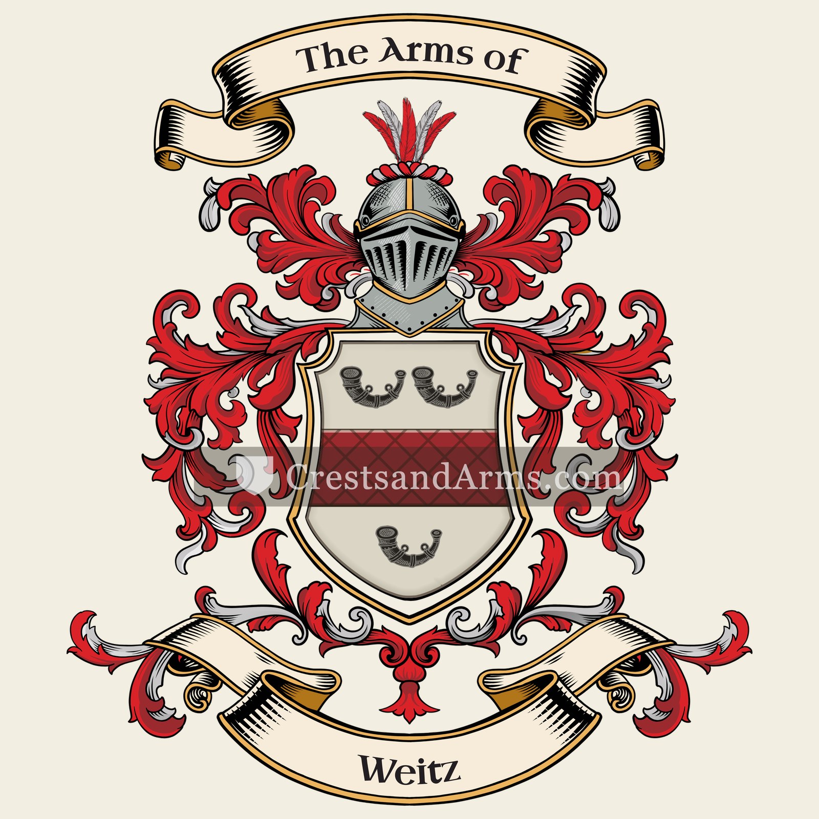 The Weitz coat of arms, drawn from the recorded blazon