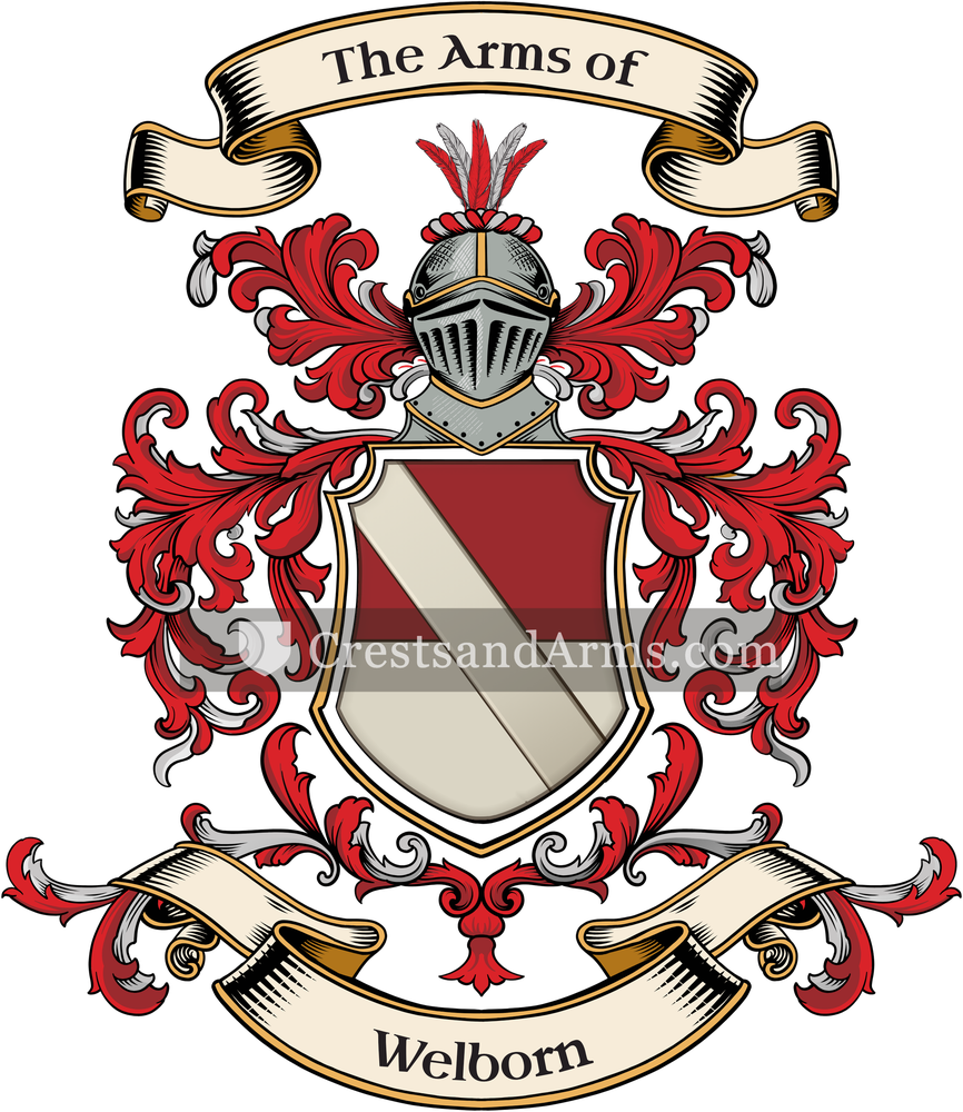 The Welborn coat of arms, drawn from the recorded blazon