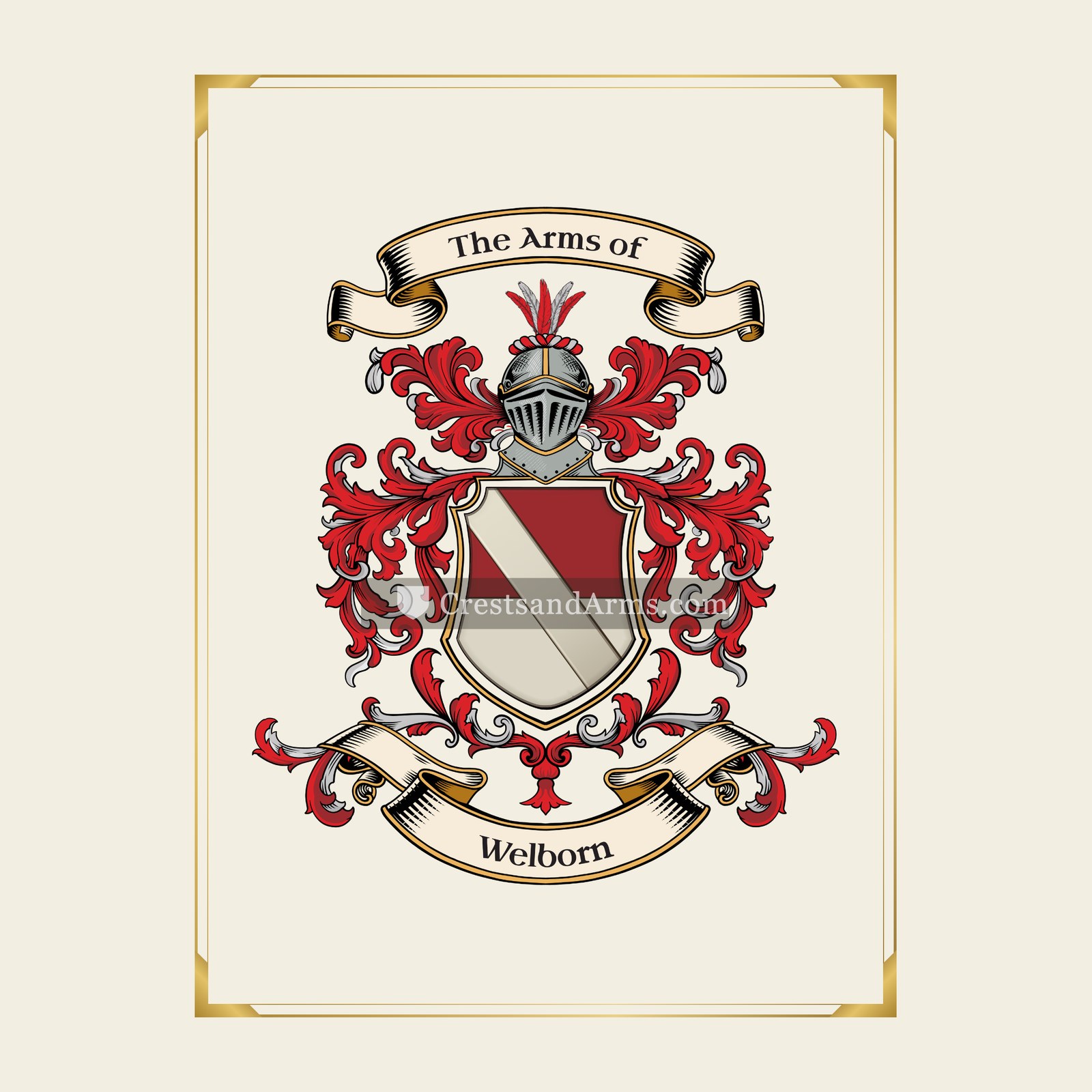 With gold border