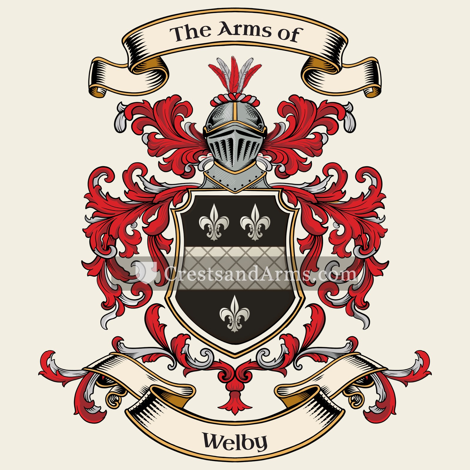 The Welby coat of arms, drawn from the recorded blazon