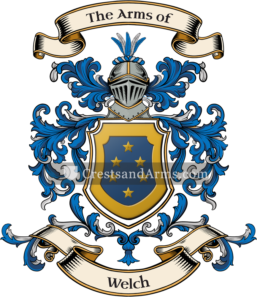The Welch coat of arms, drawn from the recorded blazon