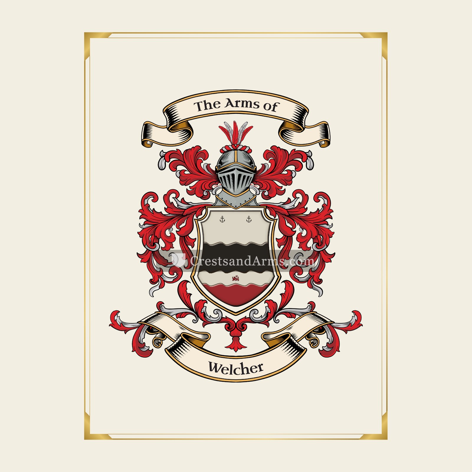 With gold border
