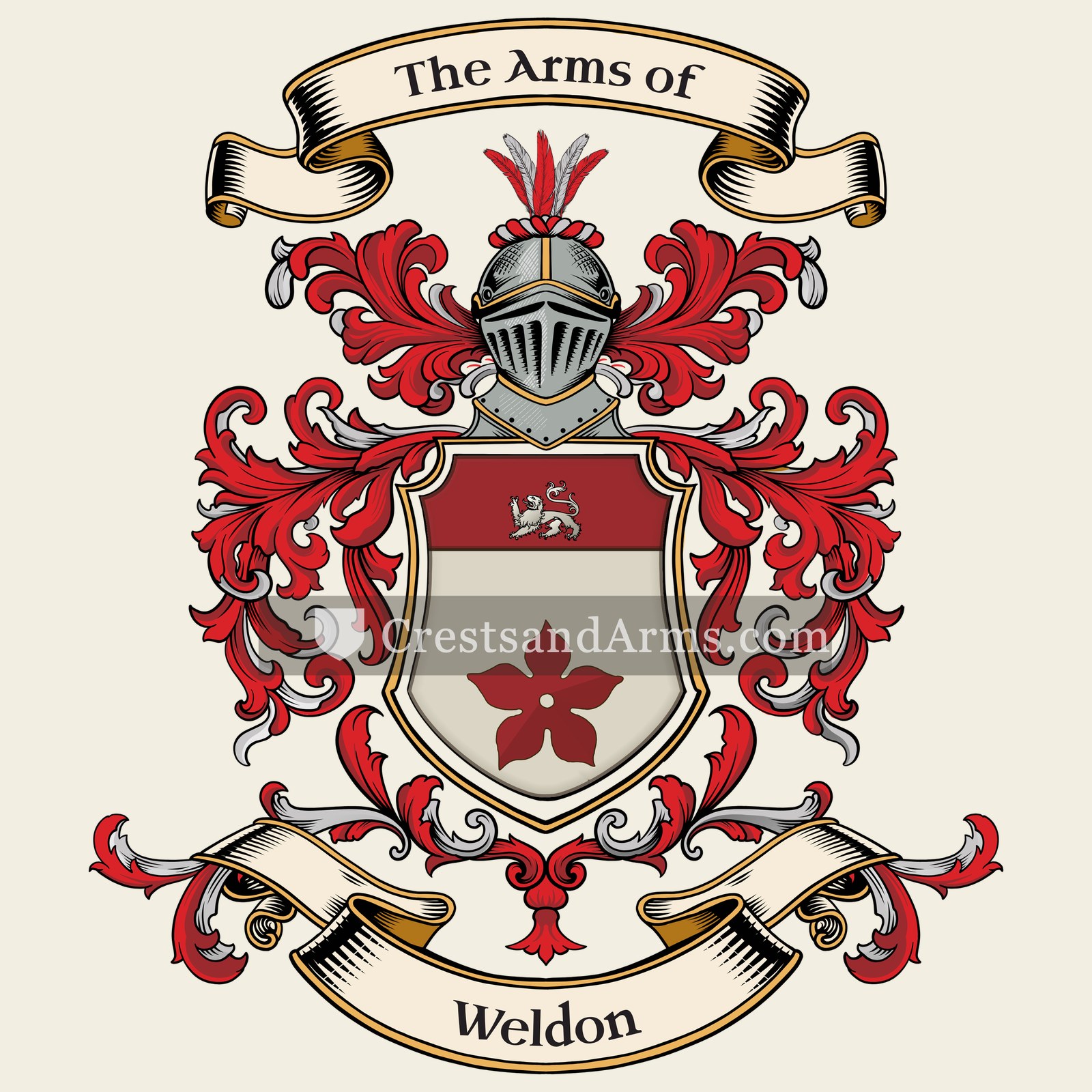 The Weldon coat of arms, drawn from the recorded blazon