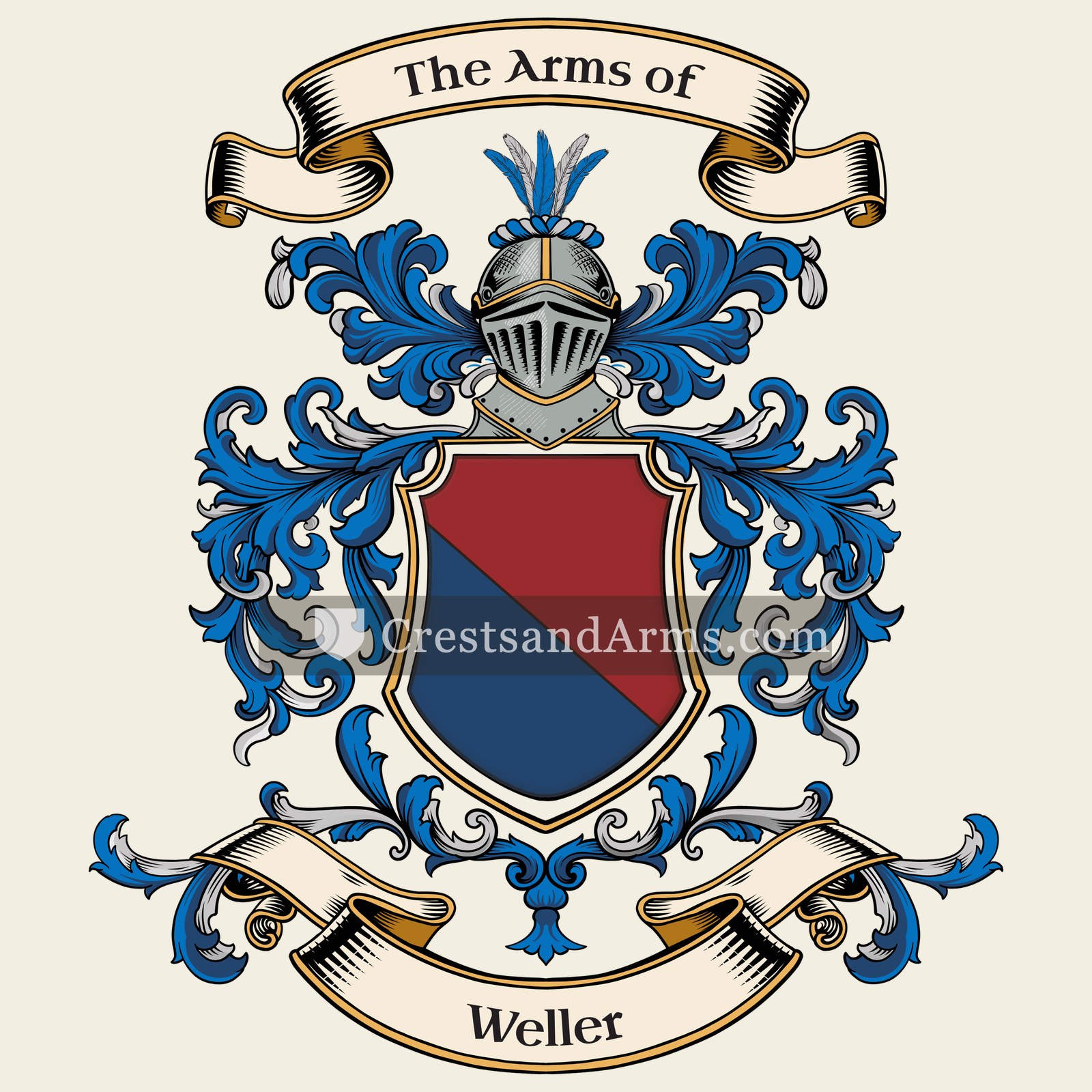 The Weller coat of arms, drawn from the recorded blazon