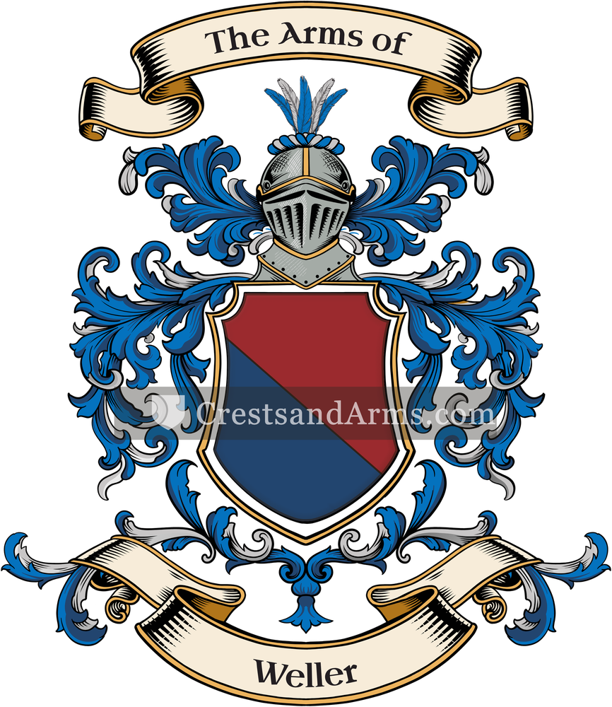 The Weller coat of arms, drawn from the recorded blazon