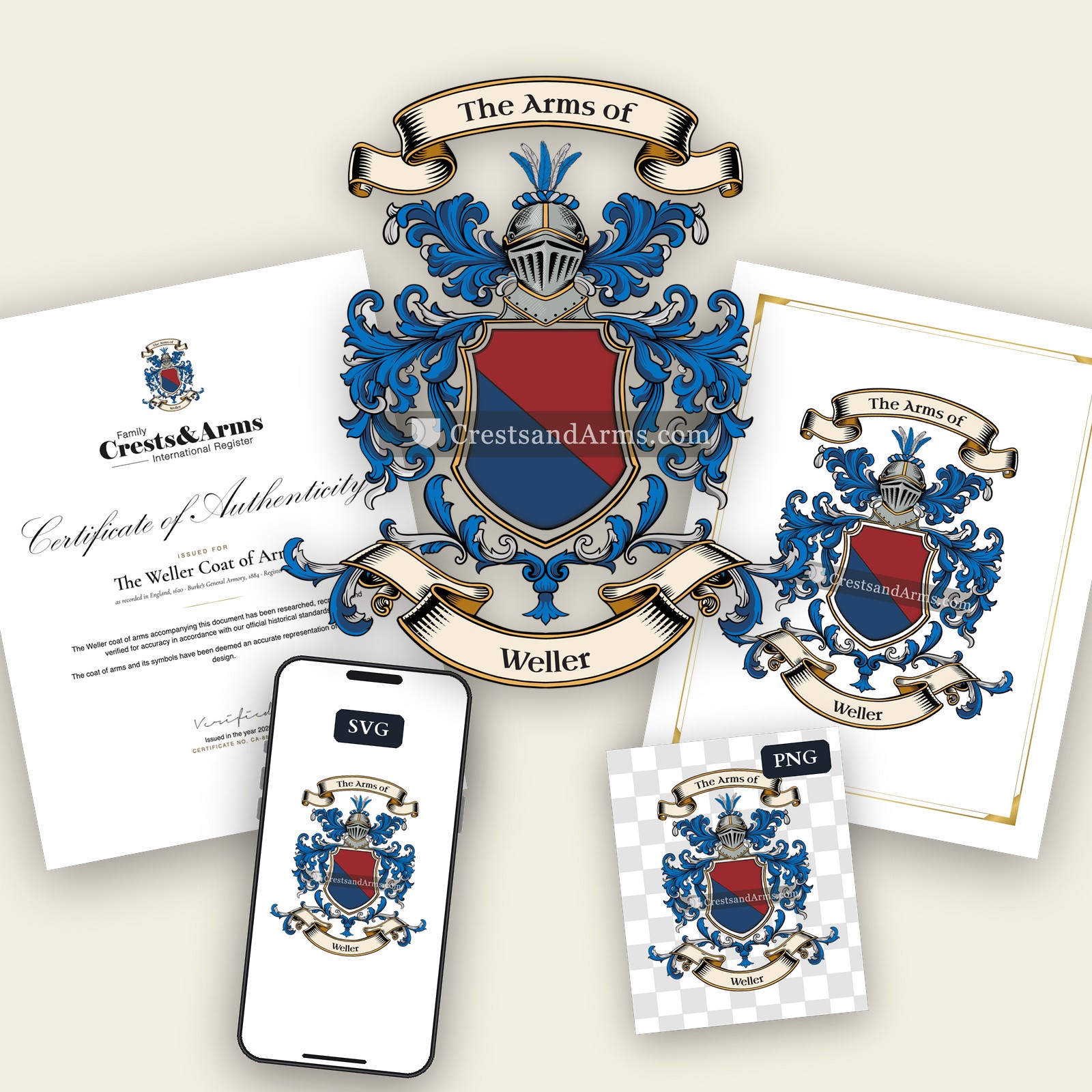 The Weller arms on the coat of arms — digital pack