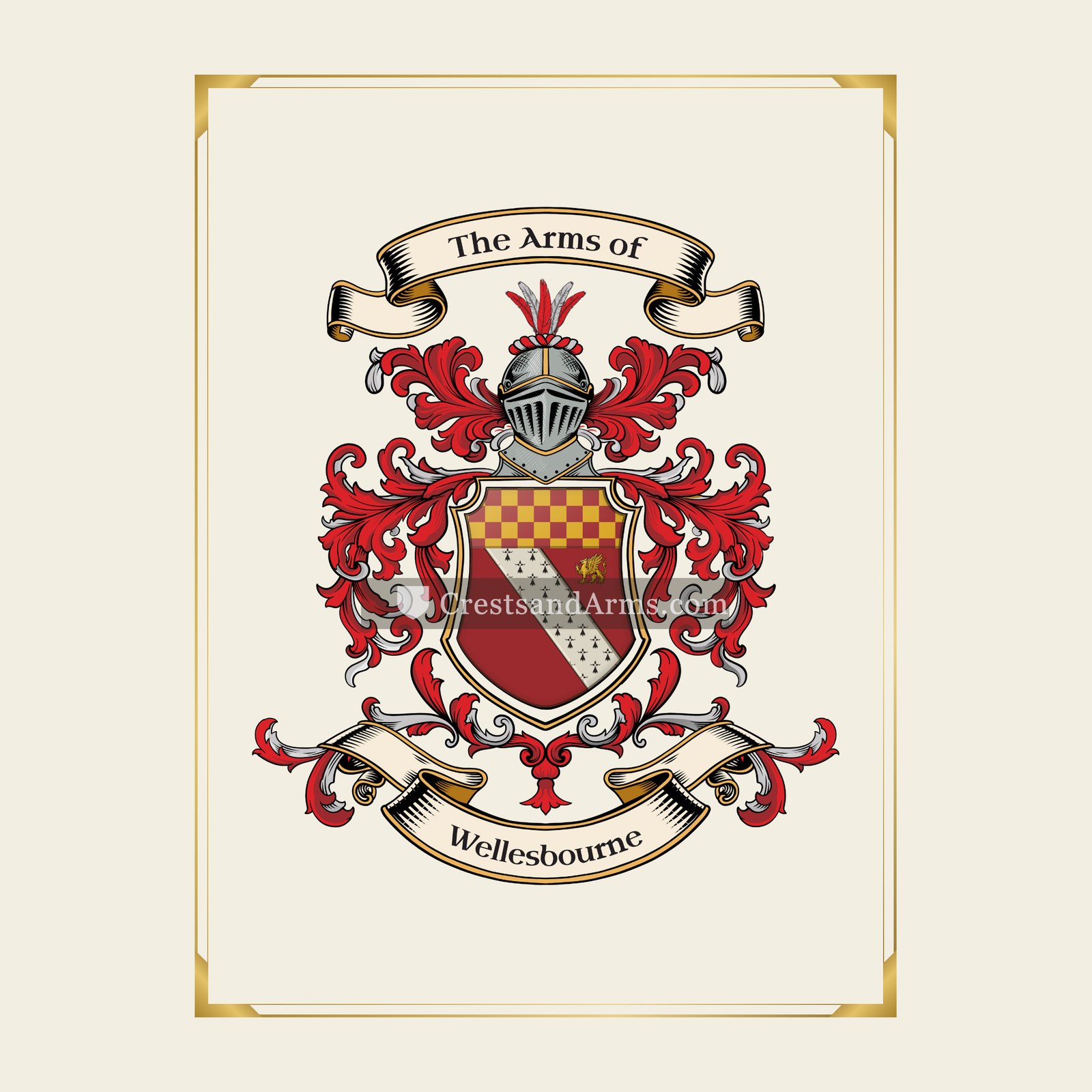 With gold border