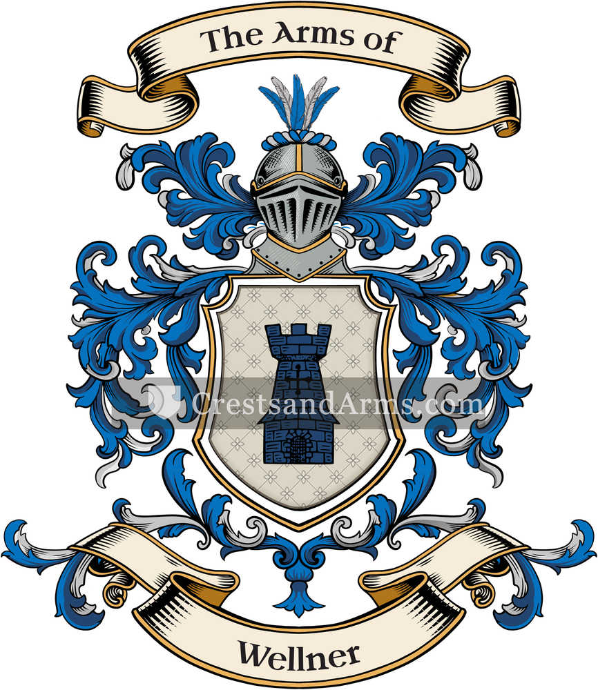 The Wellner coat of arms, drawn from the recorded blazon