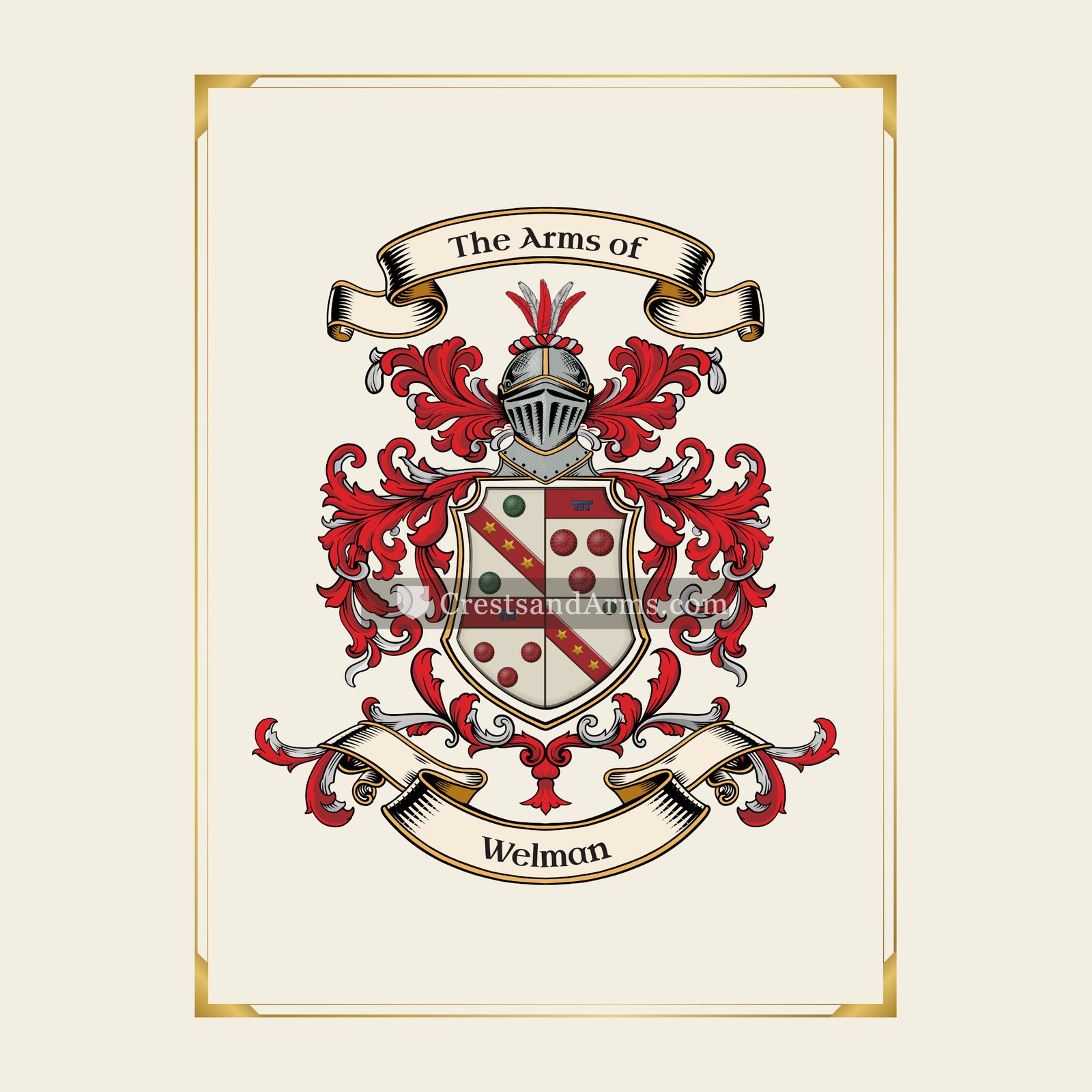 With gold border