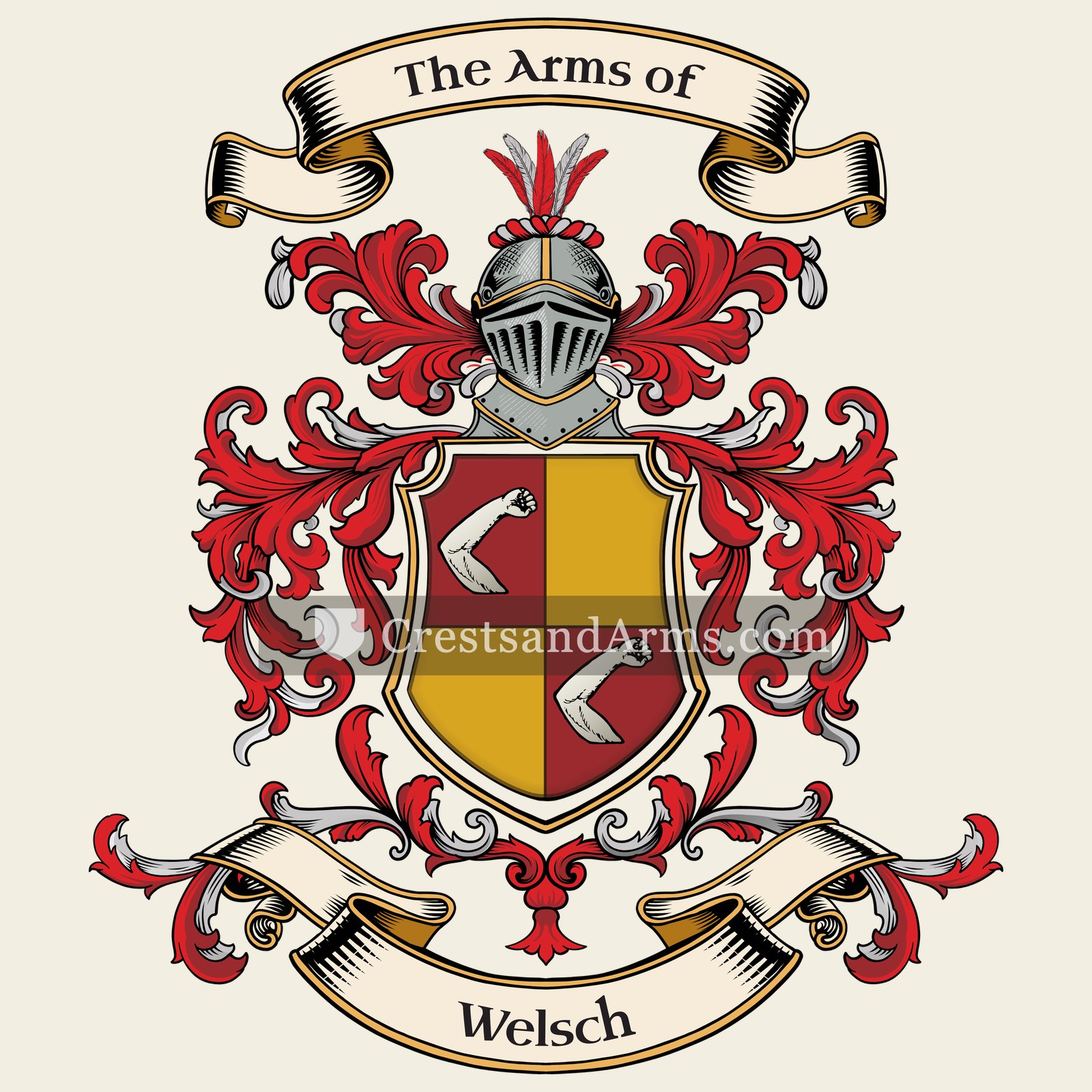 The Welsch coat of arms, drawn from the recorded blazon