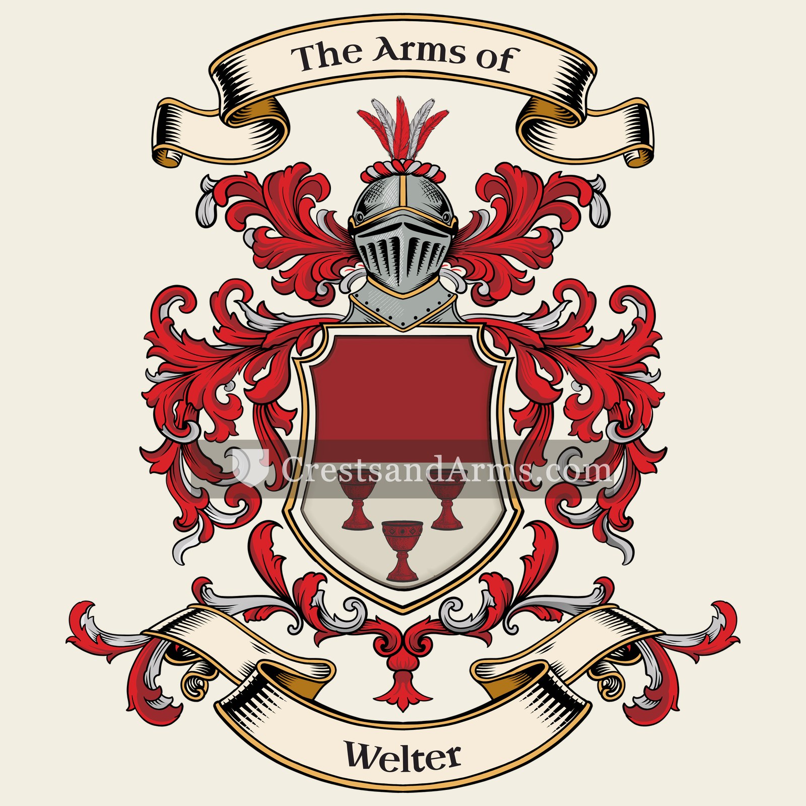 The Welter coat of arms, drawn from the recorded blazon