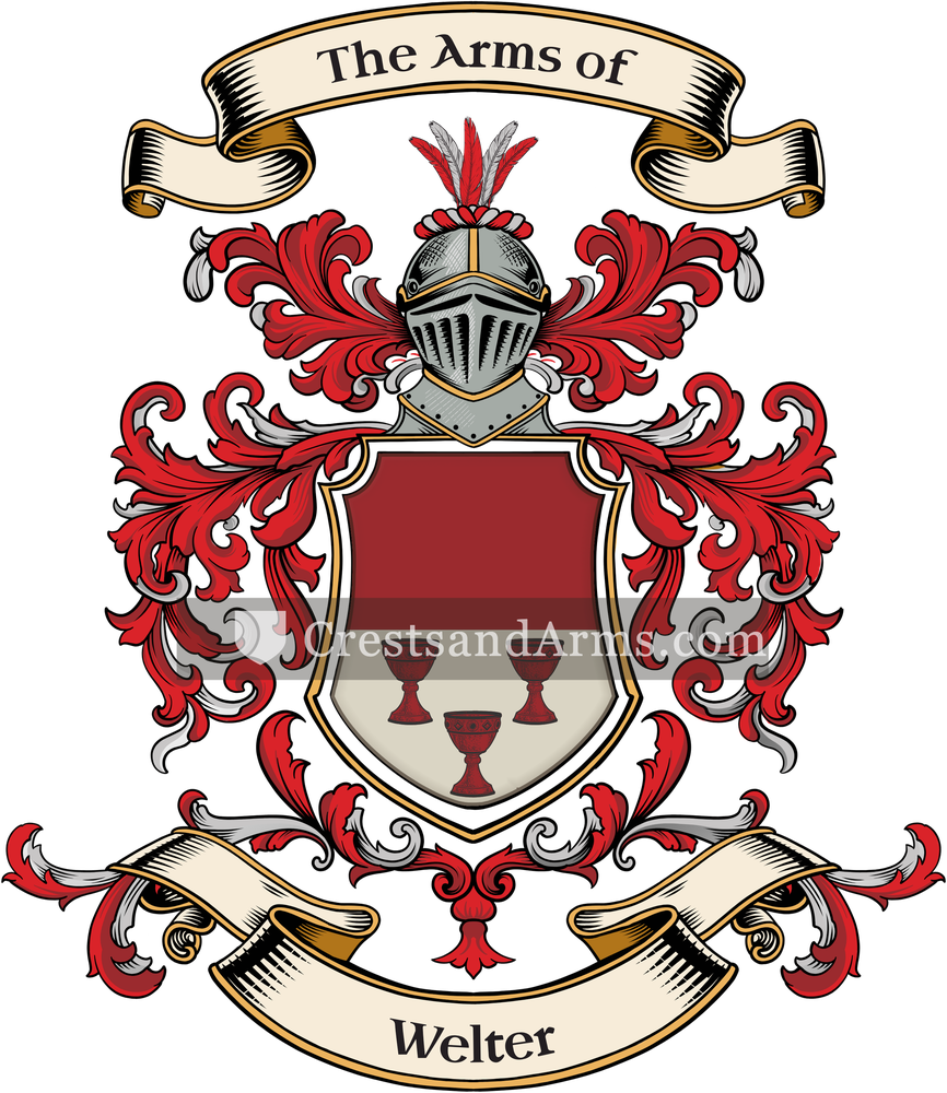 The Welter coat of arms, drawn from the recorded blazon