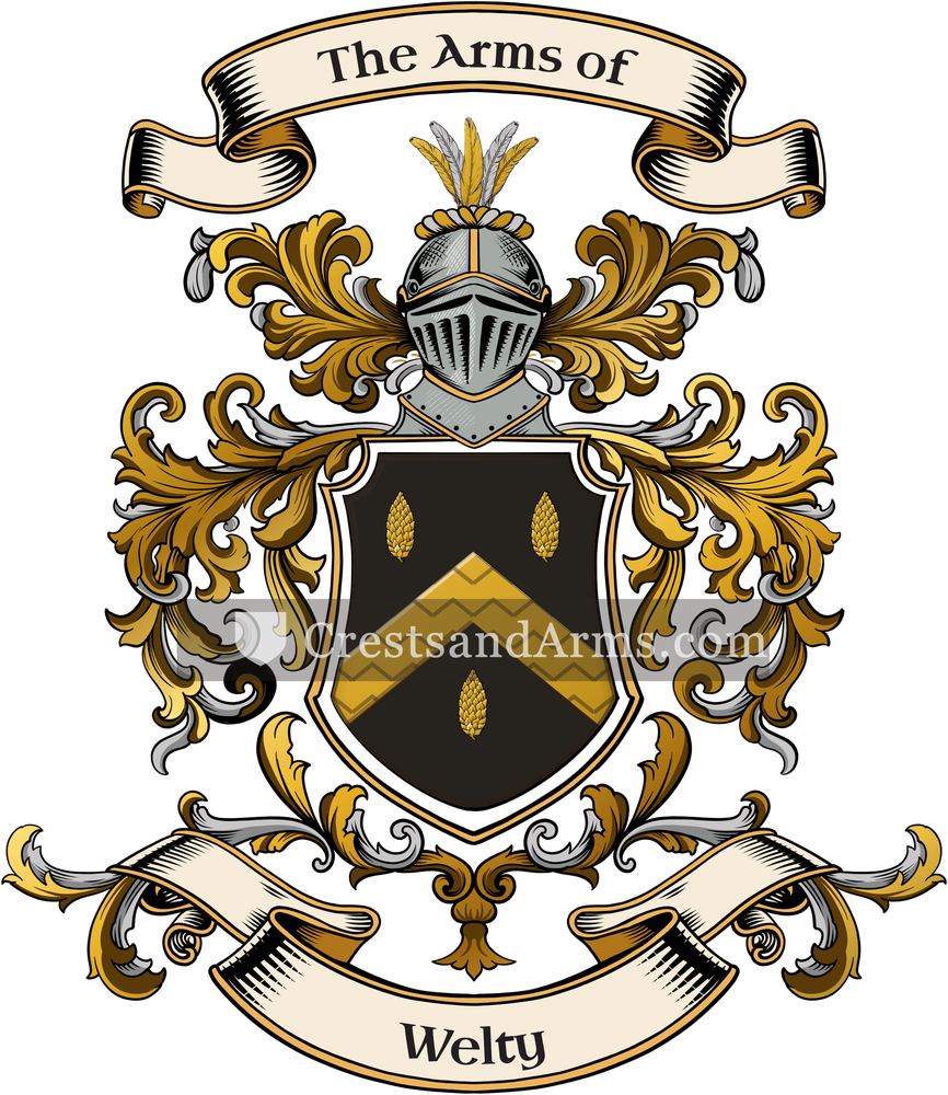The Welty coat of arms, drawn from the recorded blazon