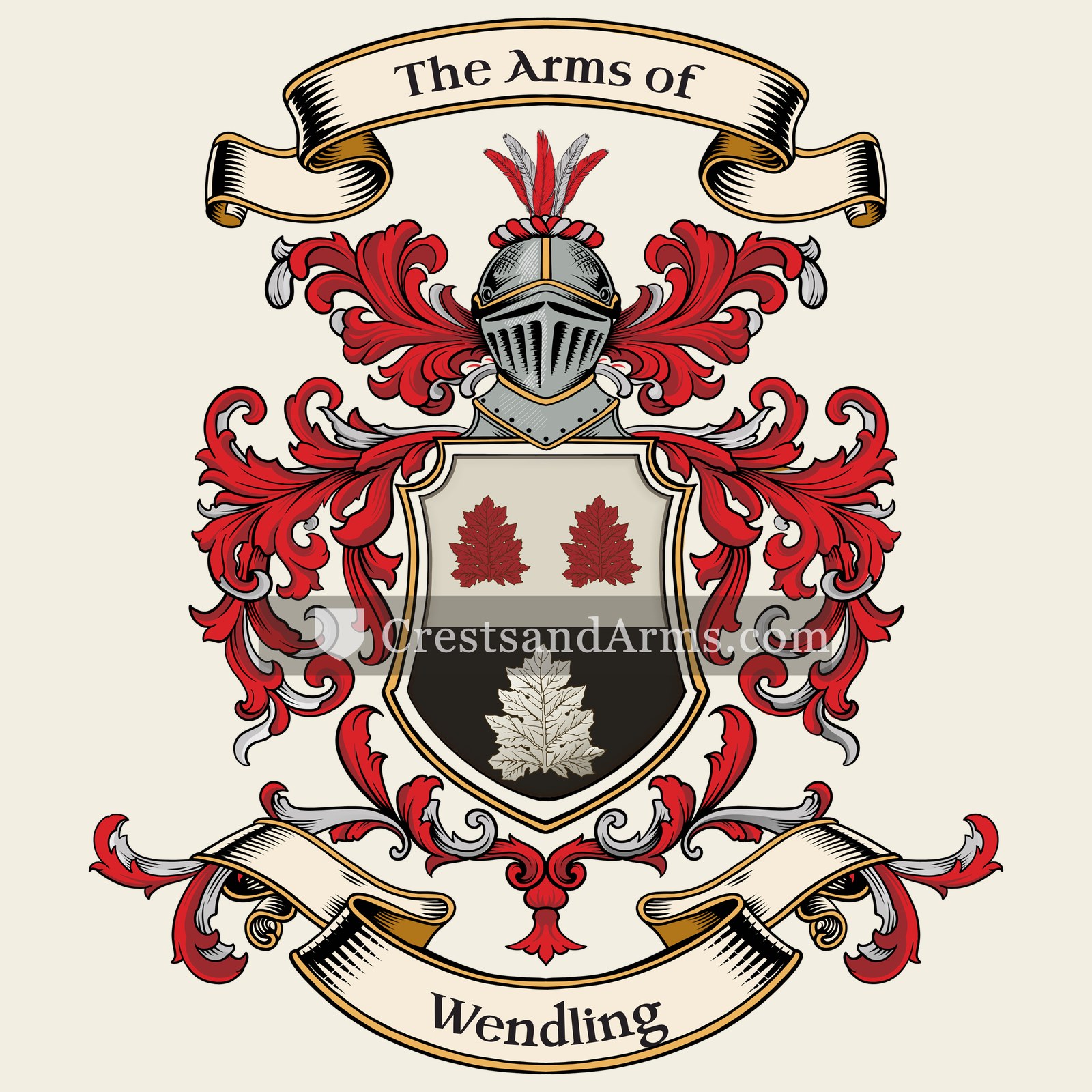 The Wendling coat of arms, drawn from the recorded blazon