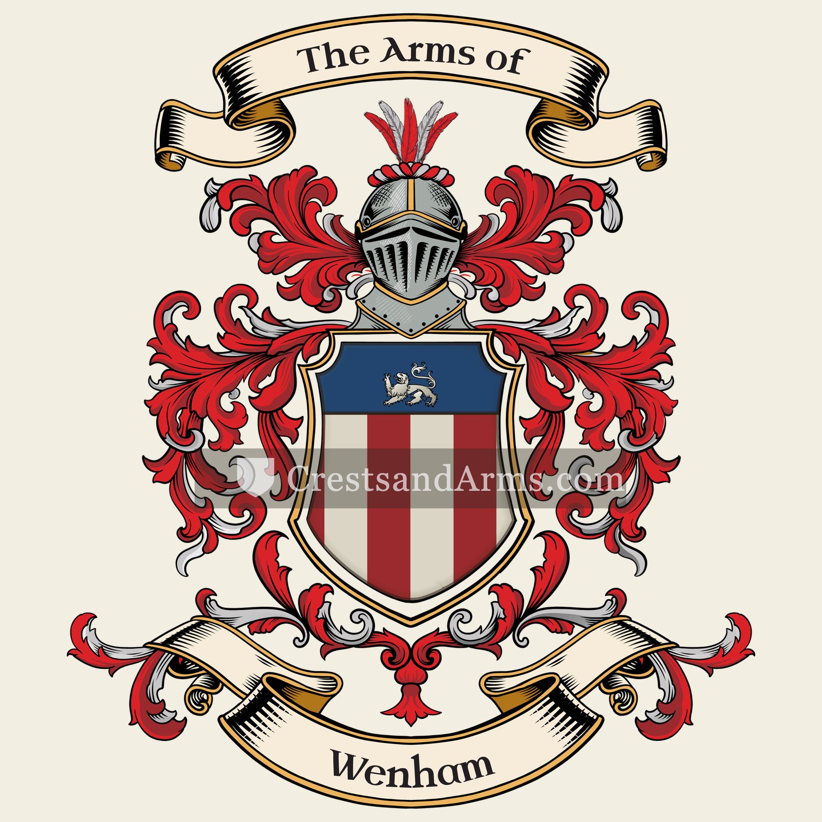 The Wenham coat of arms, drawn from the recorded blazon