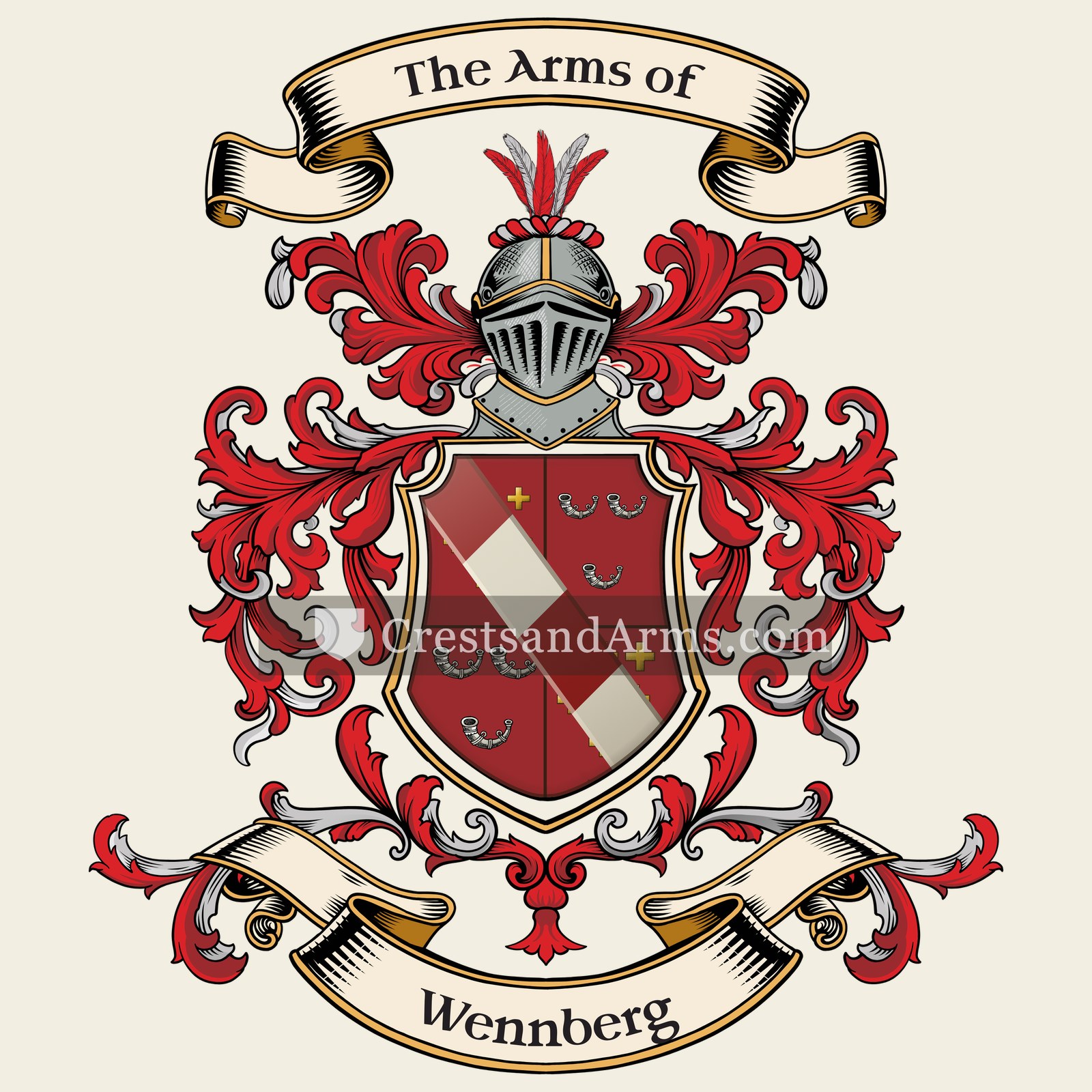 The Wennberg coat of arms, drawn from the recorded blazon