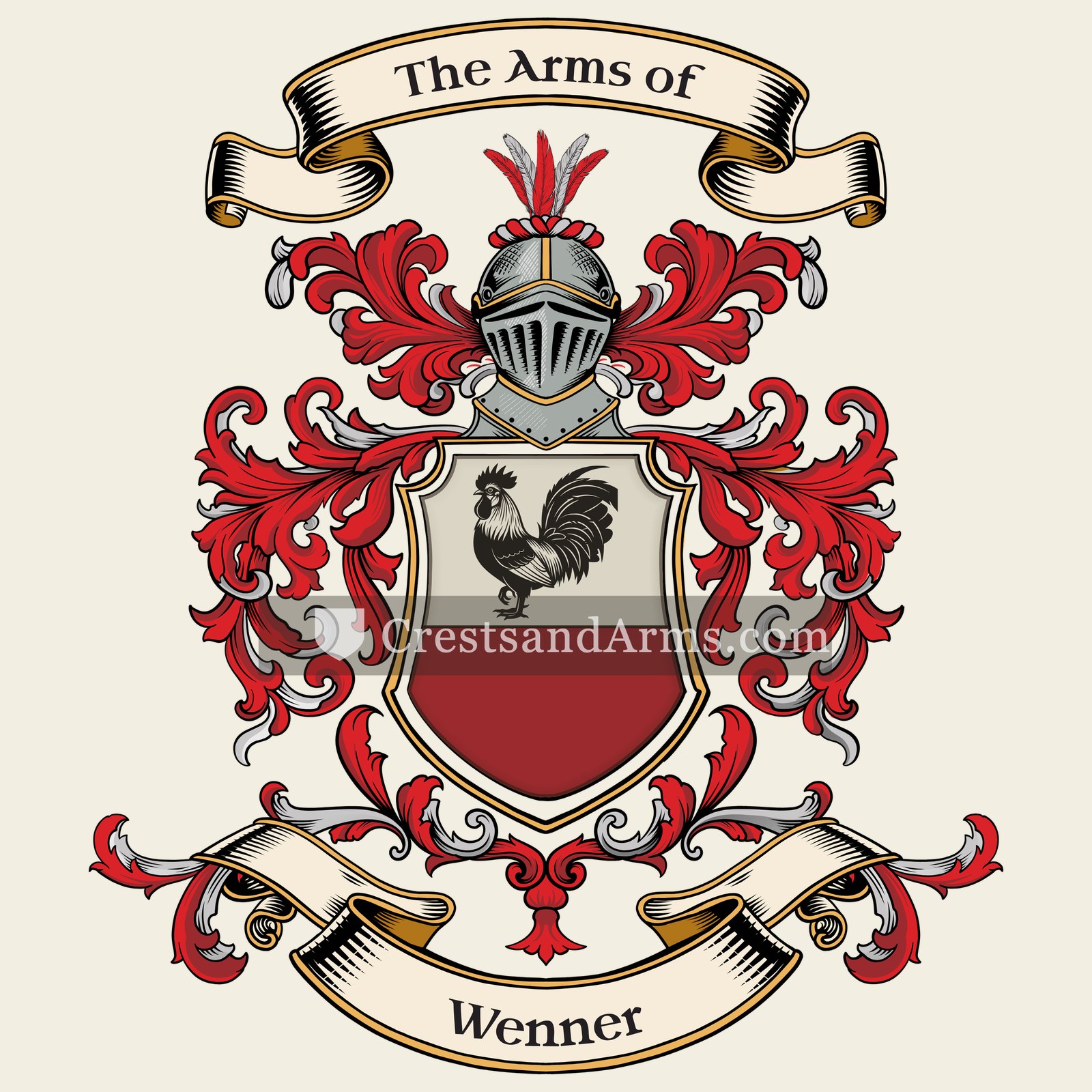 The Wenner coat of arms, drawn from the recorded blazon