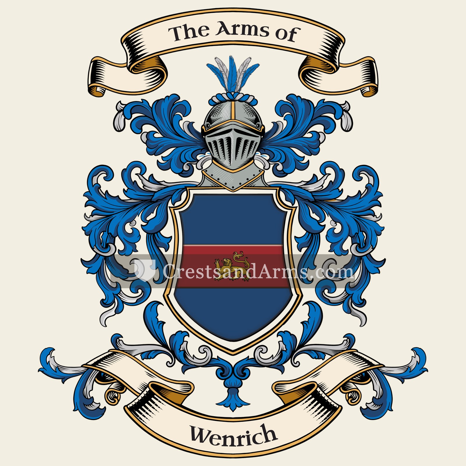 The Wenrich coat of arms, drawn from the recorded blazon