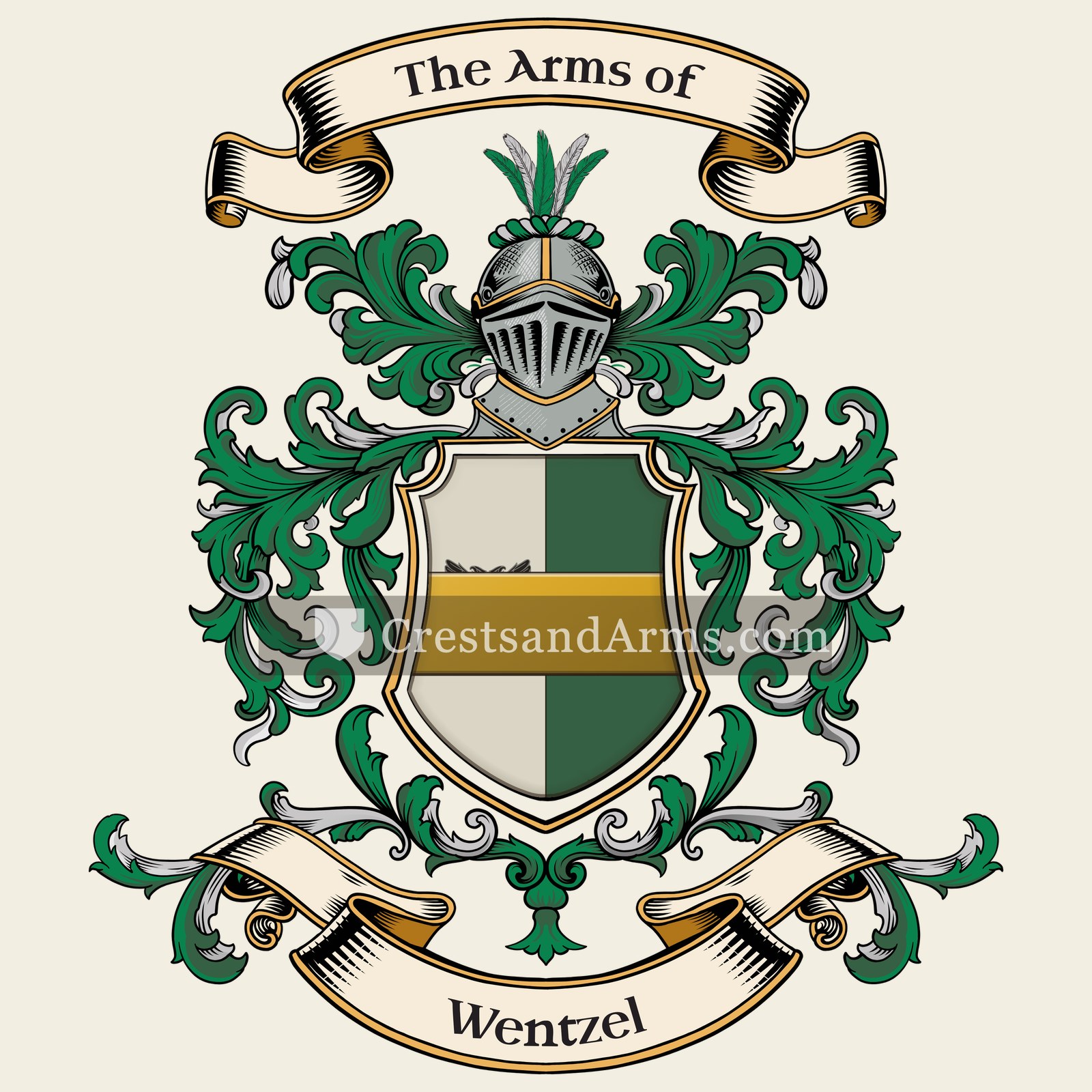 The Wentzel coat of arms, drawn from the recorded blazon