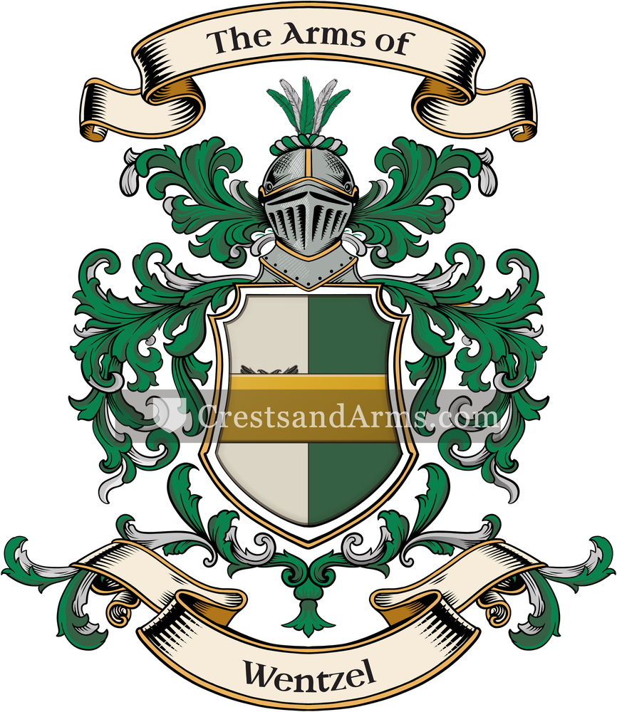 The Wentzel coat of arms, drawn from the recorded blazon