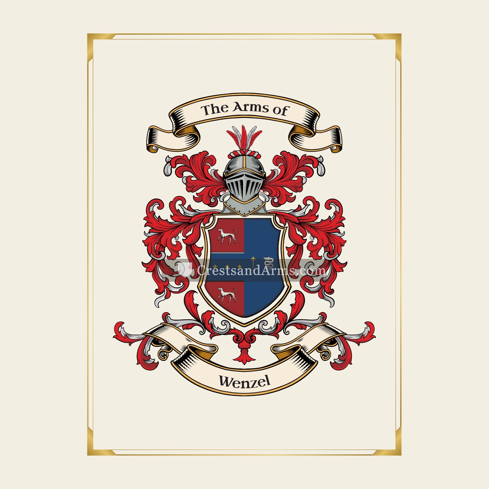 With gold border