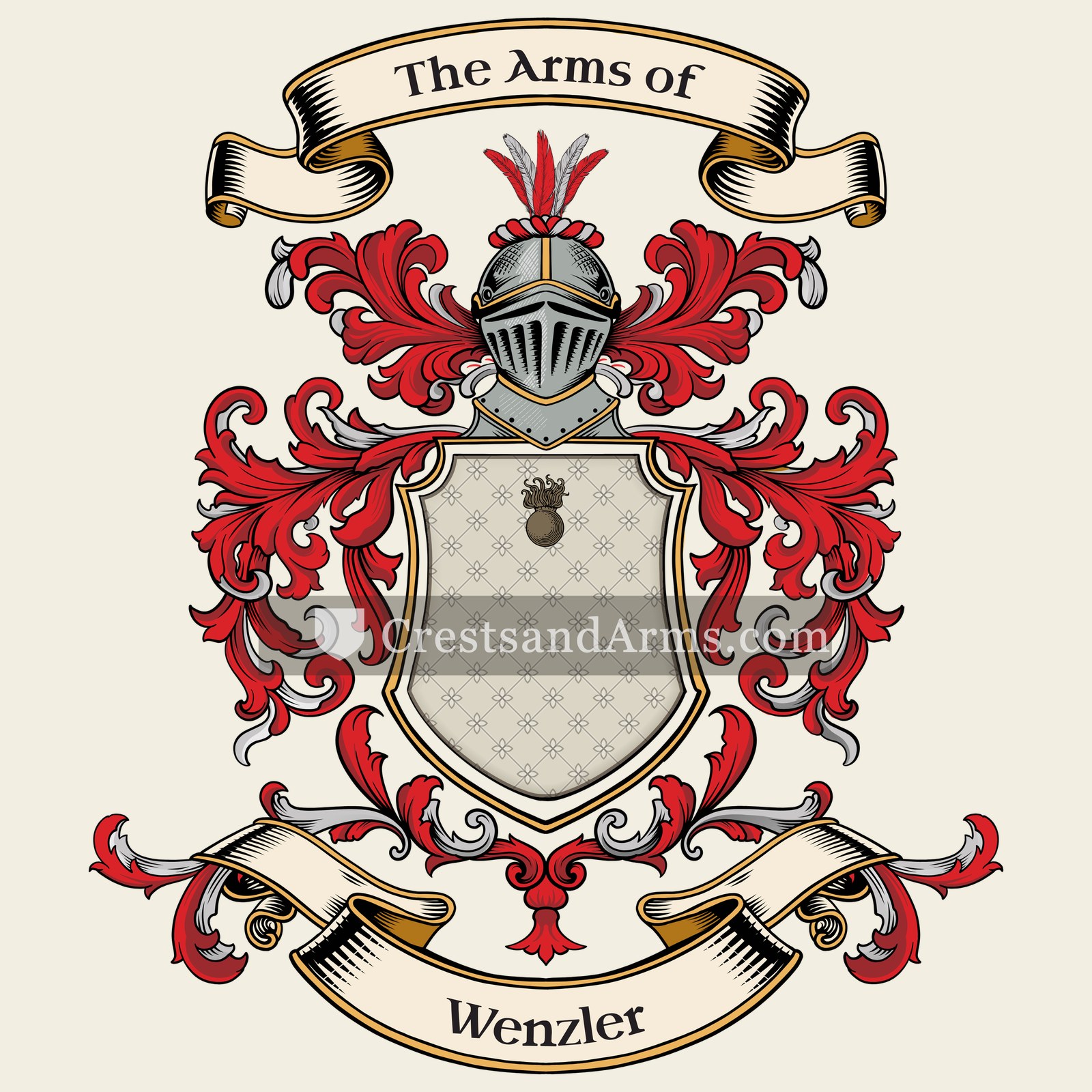 The Wenzler coat of arms, drawn from the recorded blazon