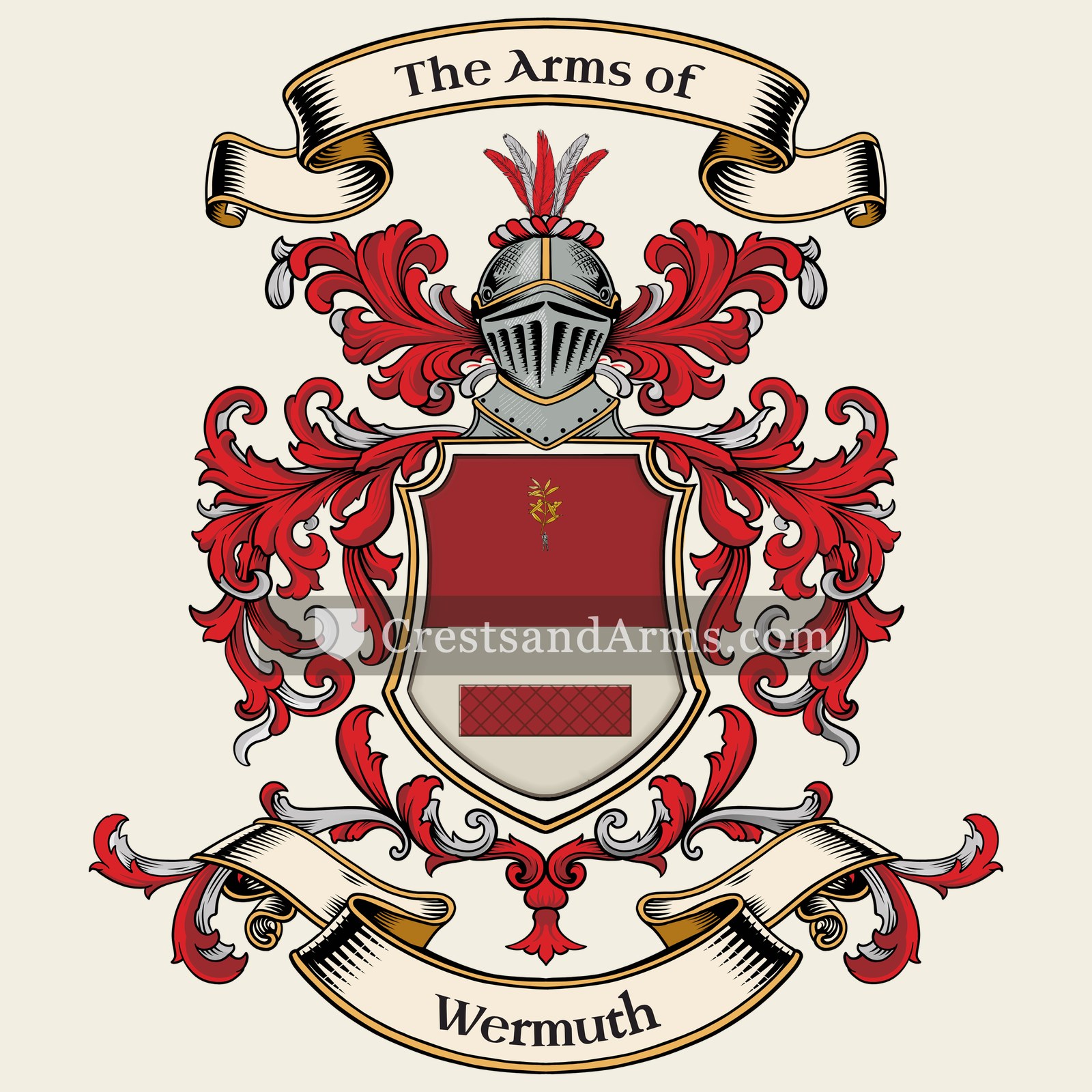 The Wermuth coat of arms, drawn from the recorded blazon
