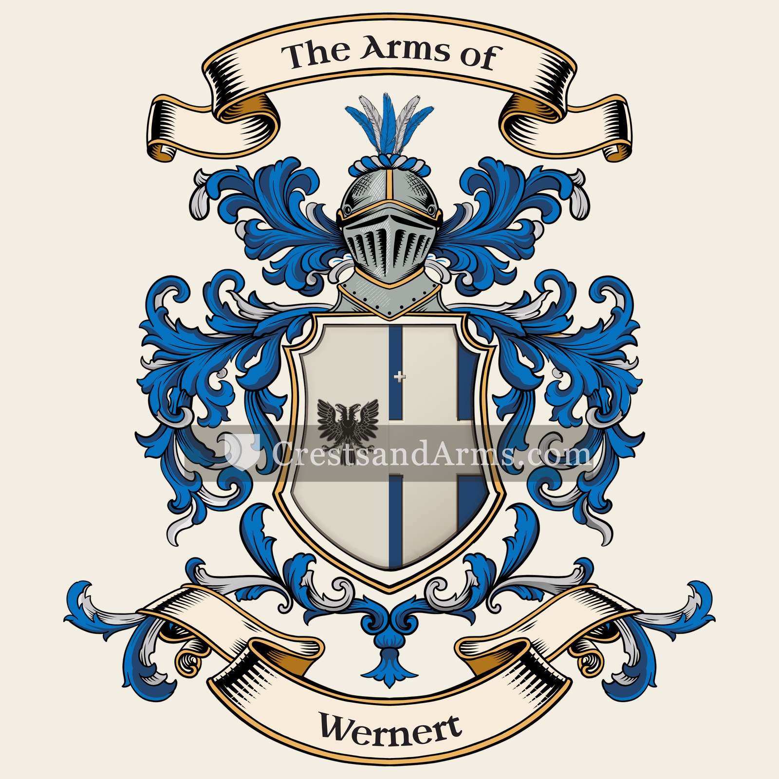 The Wernert coat of arms, drawn from the recorded blazon