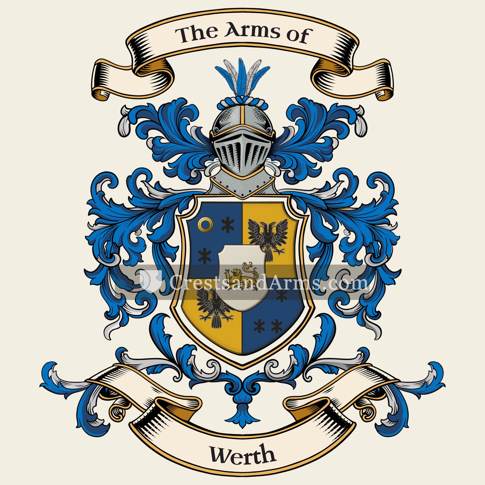 The Werth coat of arms, drawn from the recorded blazon