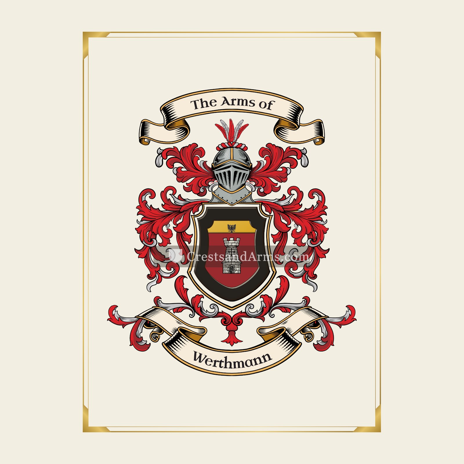 With gold border