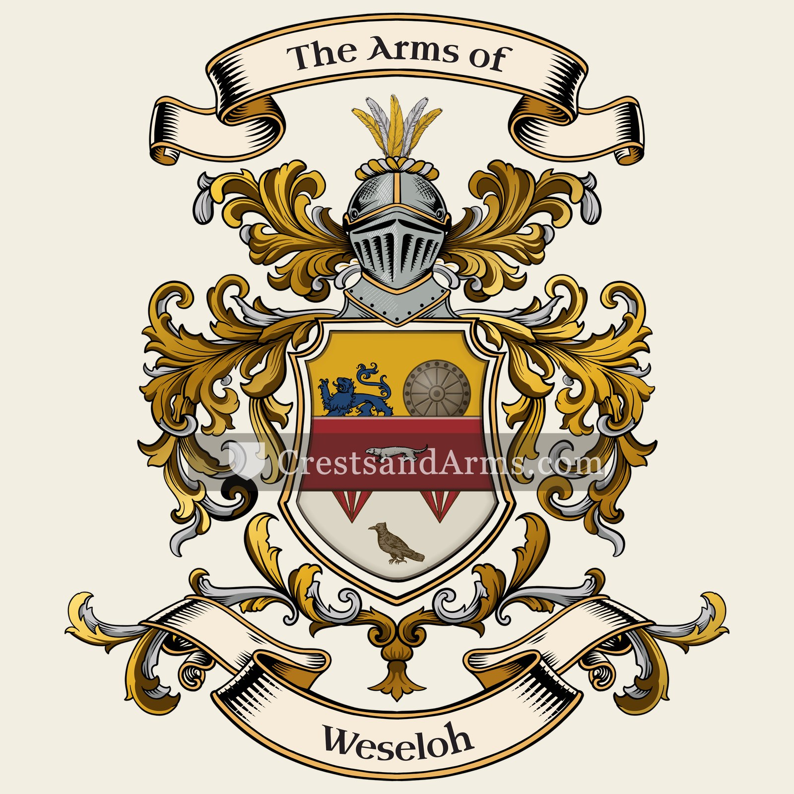 The Weseloh coat of arms, drawn from the recorded blazon